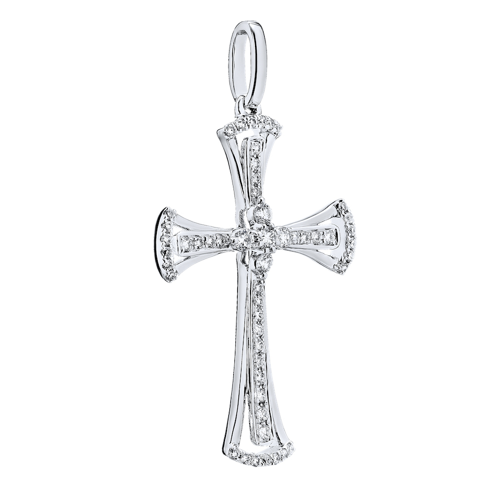 14k White Gold Cross Pendant 0.25 Ctw Diamond Available in White, Yellow or Rose Gold