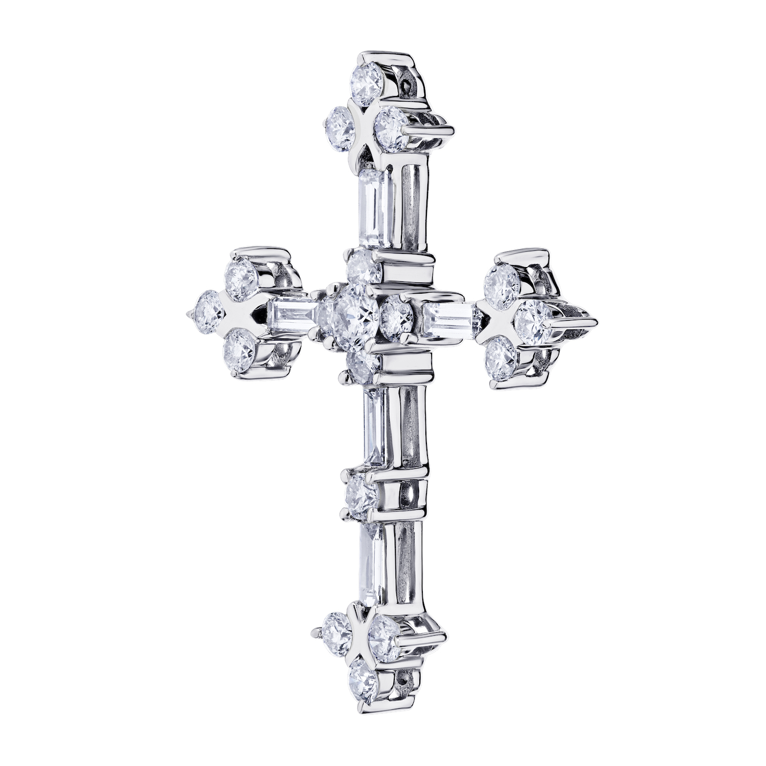 14k White Gold Cross Pendant 1.50 Ctw Diamond Available in White, Yellow or Rose Gold
