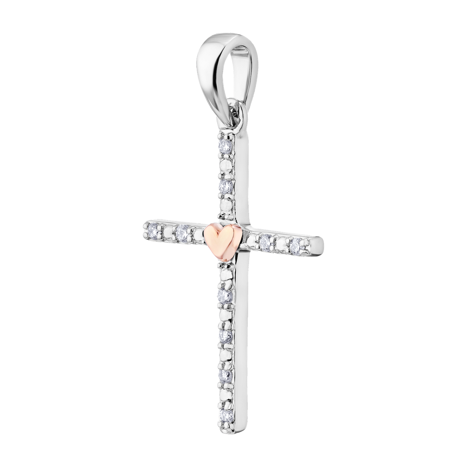 10k White Gold Cross Pendant 0.05 Ctw Diamond Available in White, Yellow or Rose Gold