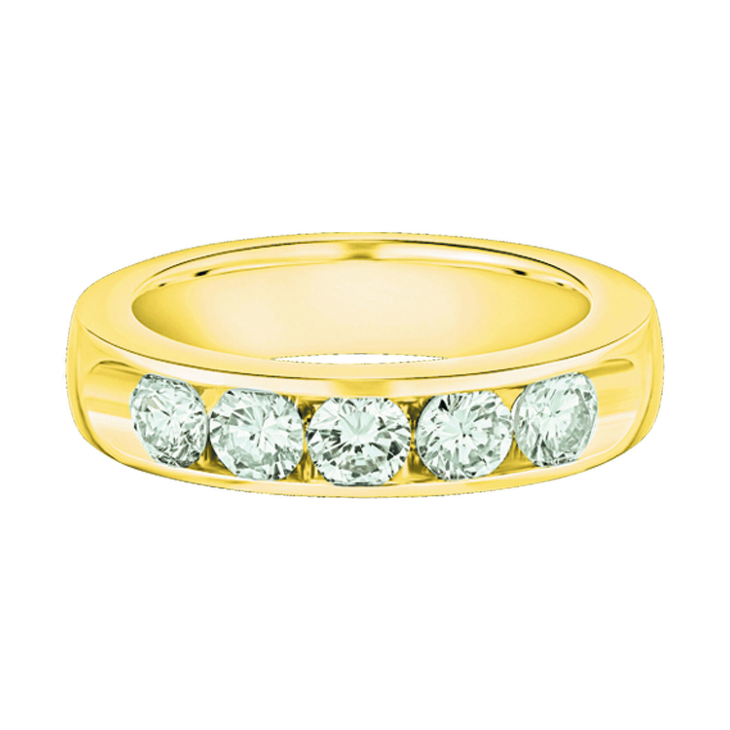 Eternal Joy&trade; SUPERIOR 14K Yellow Gold 5 Stone Channel Set Open End Diamond 2.00 Ctw