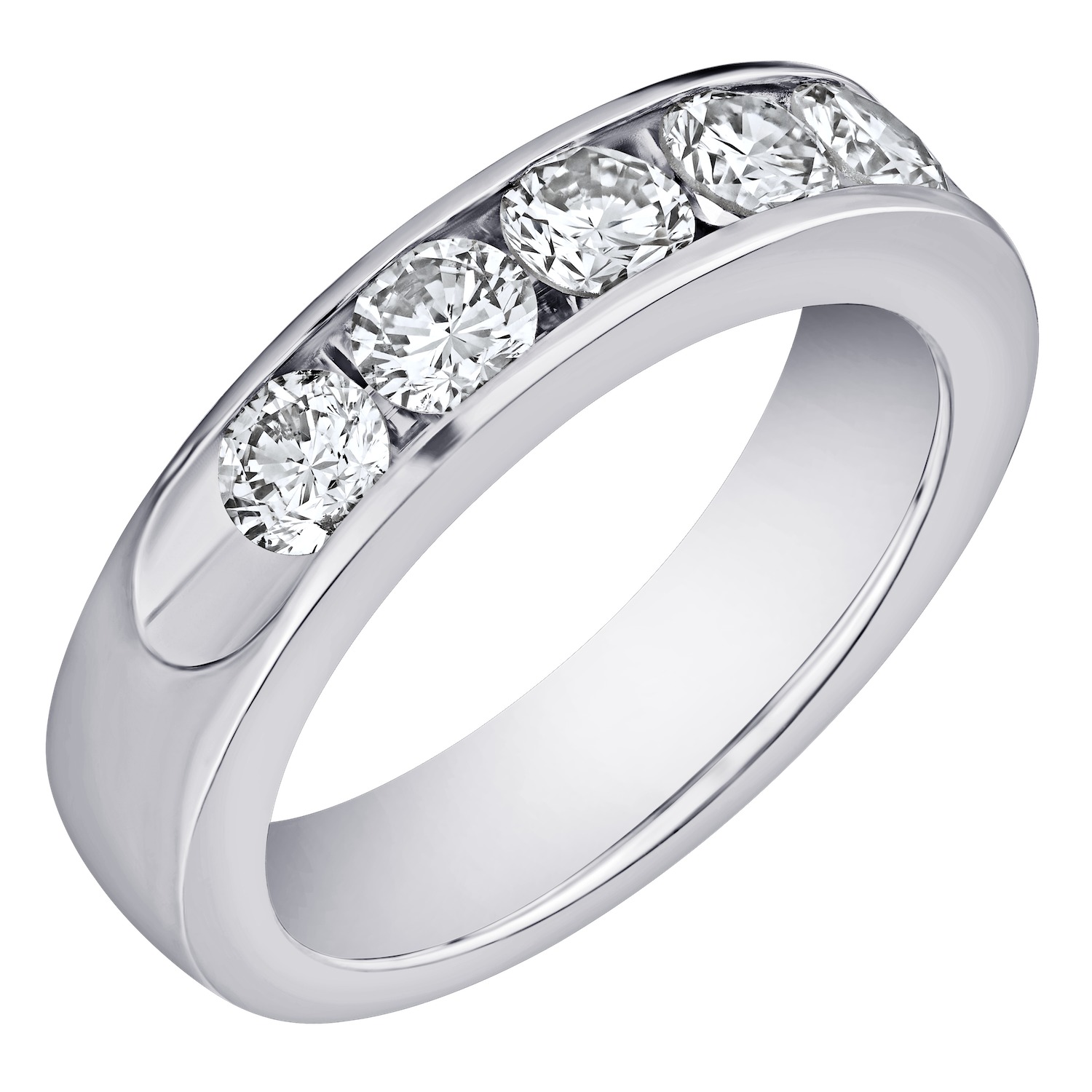 Eternal Joy&trade; SUPERIOR 14K White Gold 5 Stone Channel Set Open End Diamond 2.00 Ctw