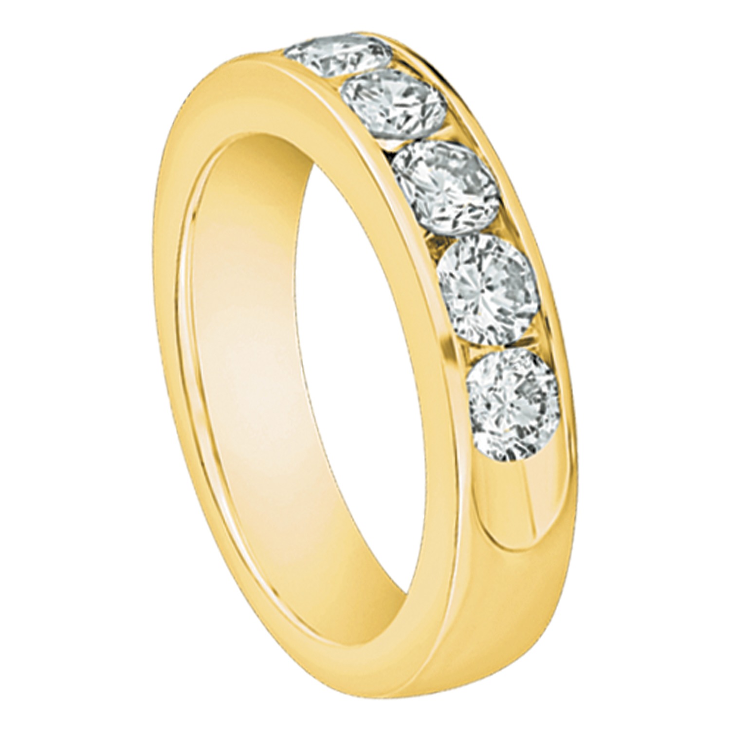 Eternal Joy&trade; SUPERIOR 14K Yellow Gold 5 Stone Channel Set Open End Diamond 0.75 Ctw
