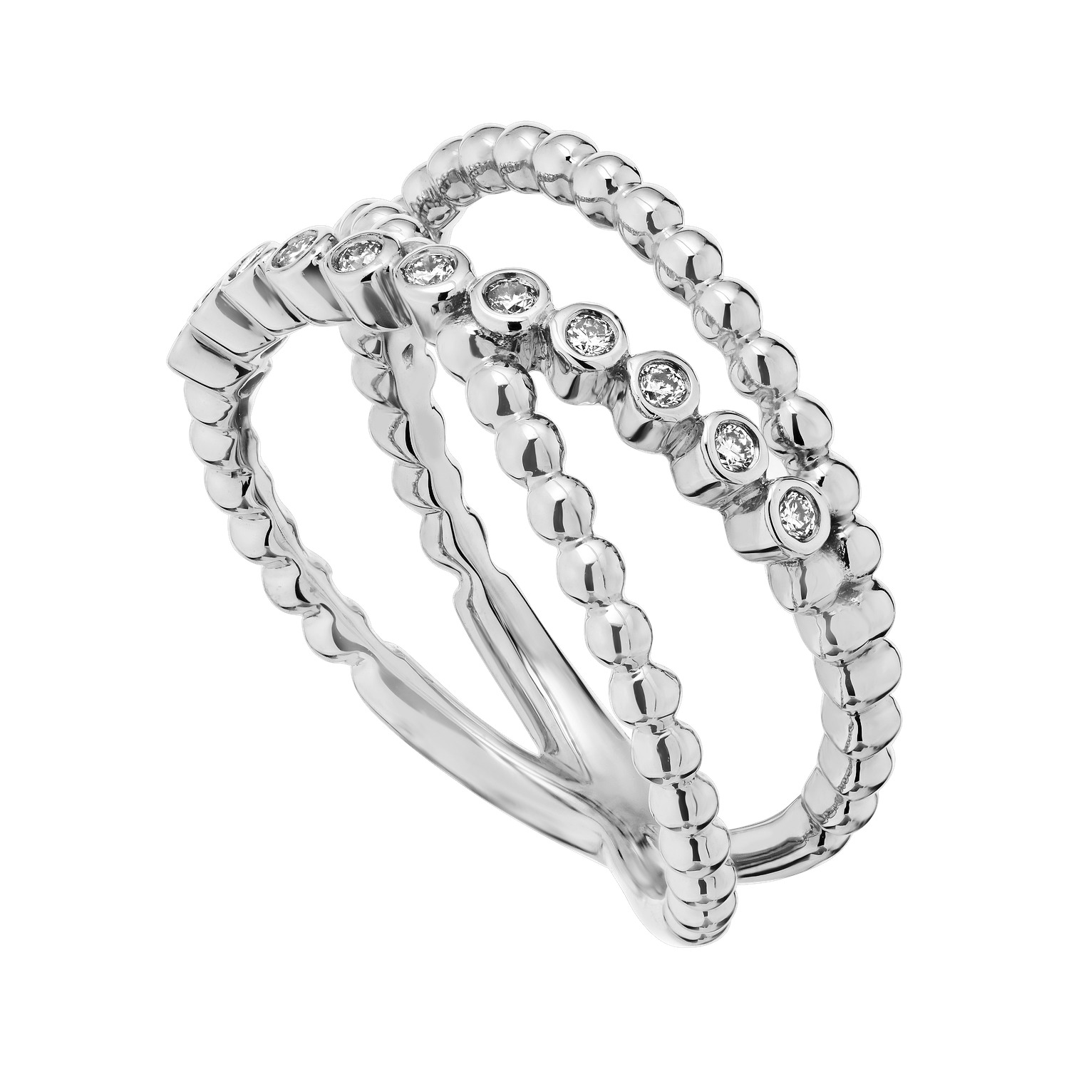 14k White Gold Ring Diamond 0.10 Ctw Ring