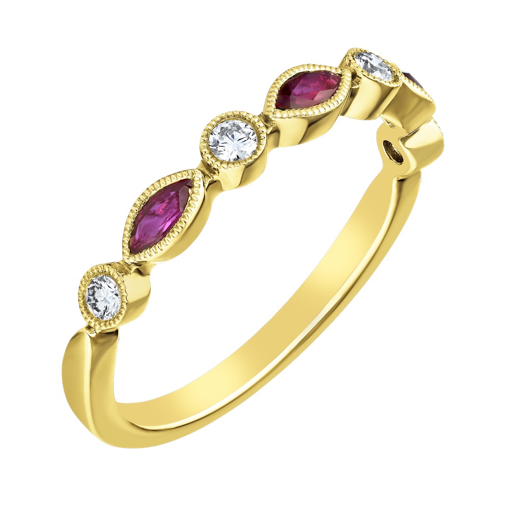 TriUnity&trade; 14K Yellow Gold Stackable Color Marquise With Round Bezel Set 0.40 Ctw