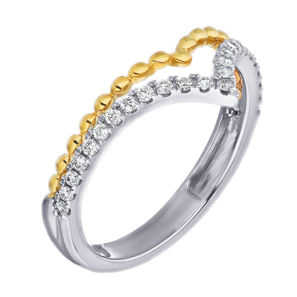 14k Two Tone Ring Diamond 0.20 Ctw Ring