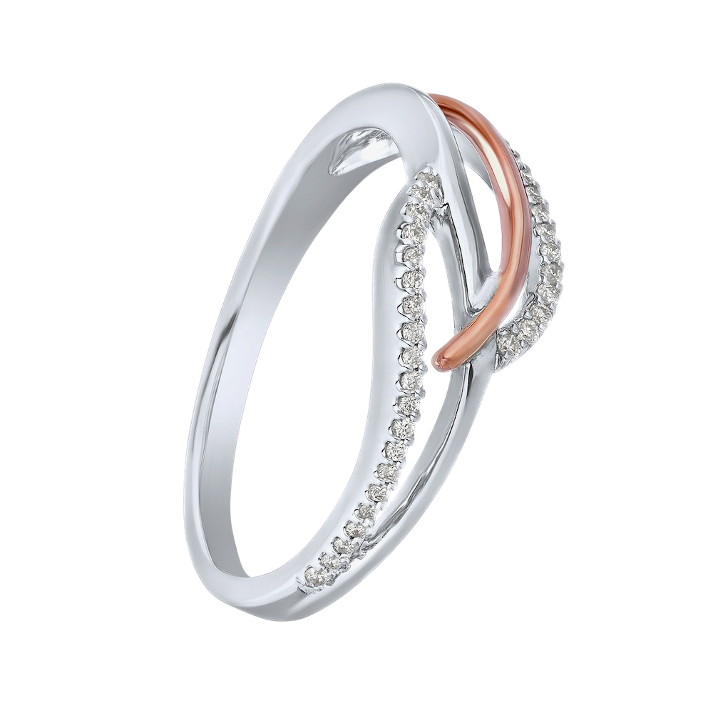 10k Two Tone Ring Diamond 0.10 Ctw Ring