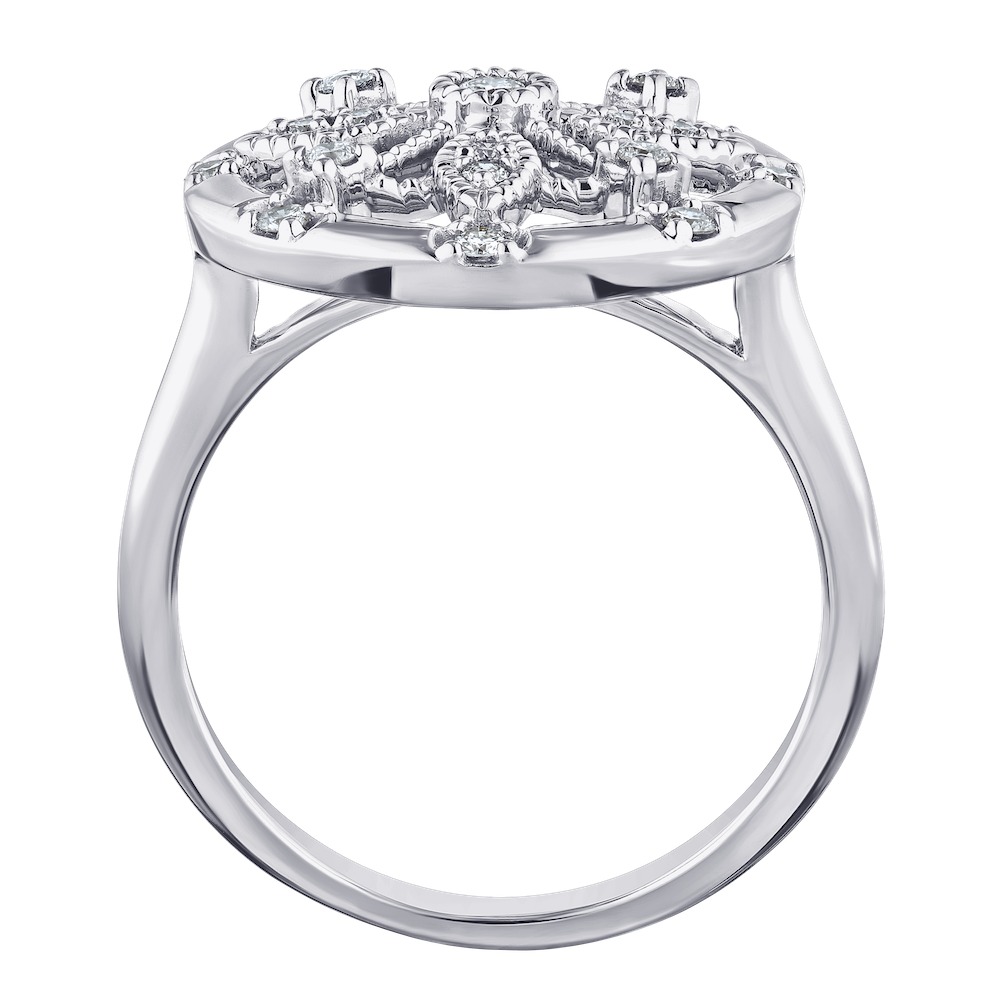 Vintage Treasures&trade; 14k White Gold Round Filigree Vintage Style Ring Diamond 0.25 Ctw