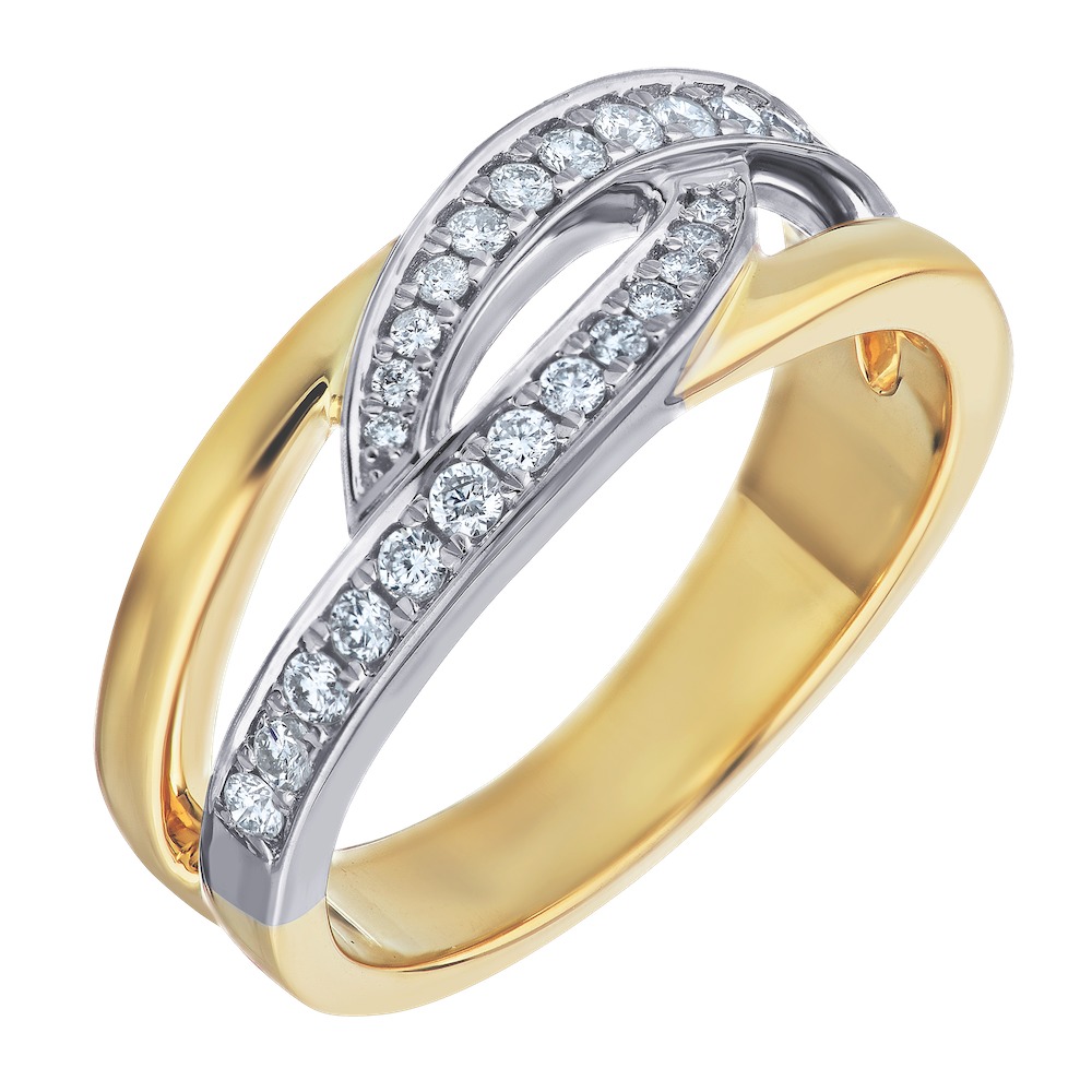 14k Two Tone Ring Diamond 0.25 Ctw Ring