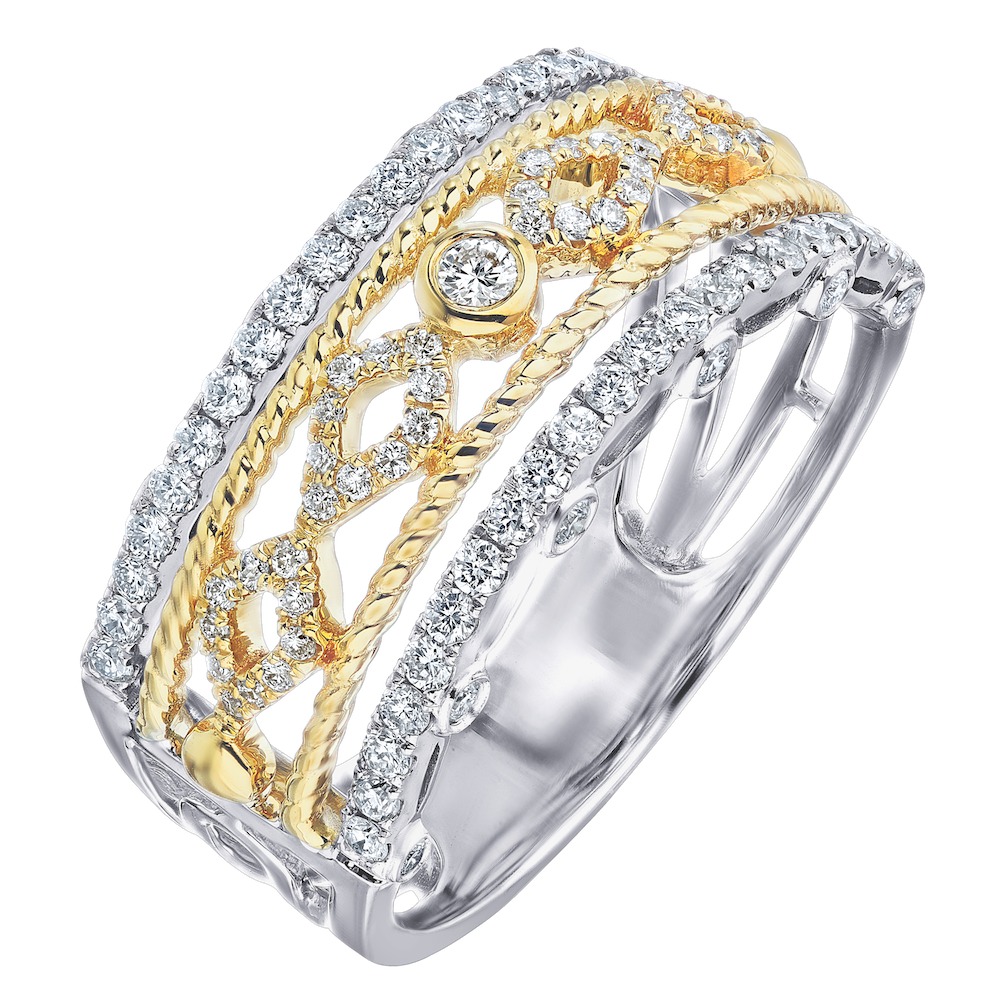 14k Two Tone Ring Diamond 0.50 Ctw Ring