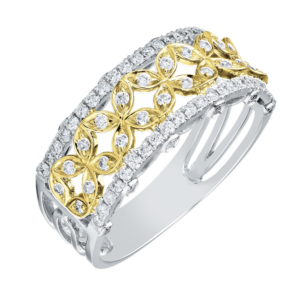14k Two Tone Ring Diamond 0.40 Ctw Ring