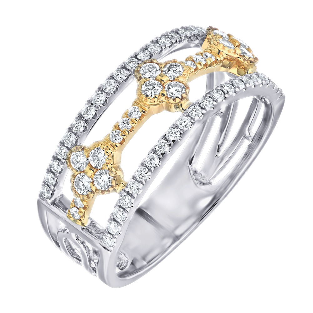 14k Two Tone Ring Diamond 0.50 Ctw Ring
