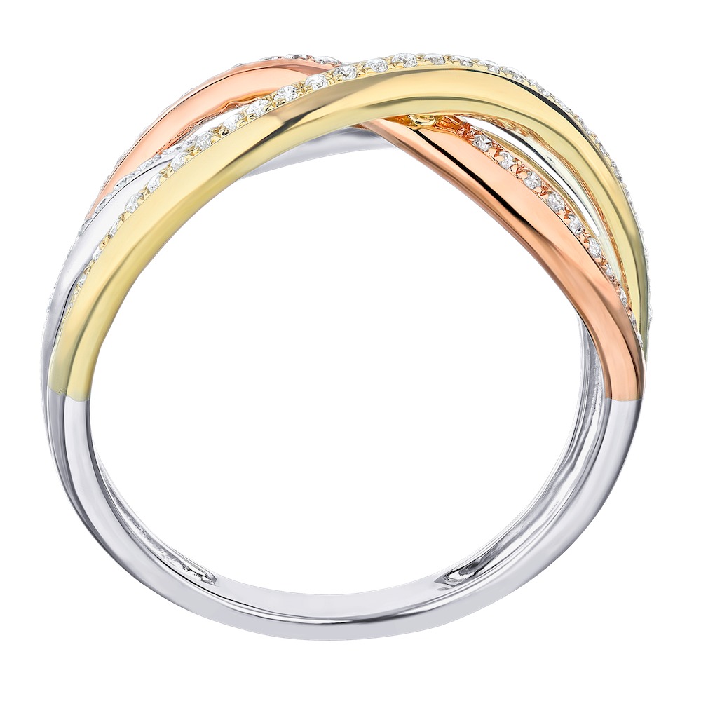 14k Tri Color Ring Diamond 0.25 Ctw Ring