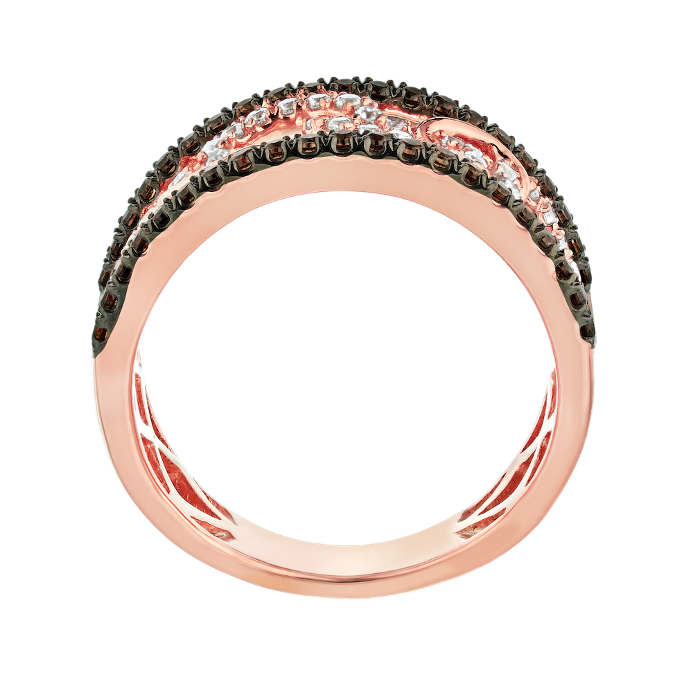 Cinnamon Dulce&trade; 14K Yellow Gold Chain Center Pave Set With Cognac Rails Diamond & Cognac Round 0.75 Ctw