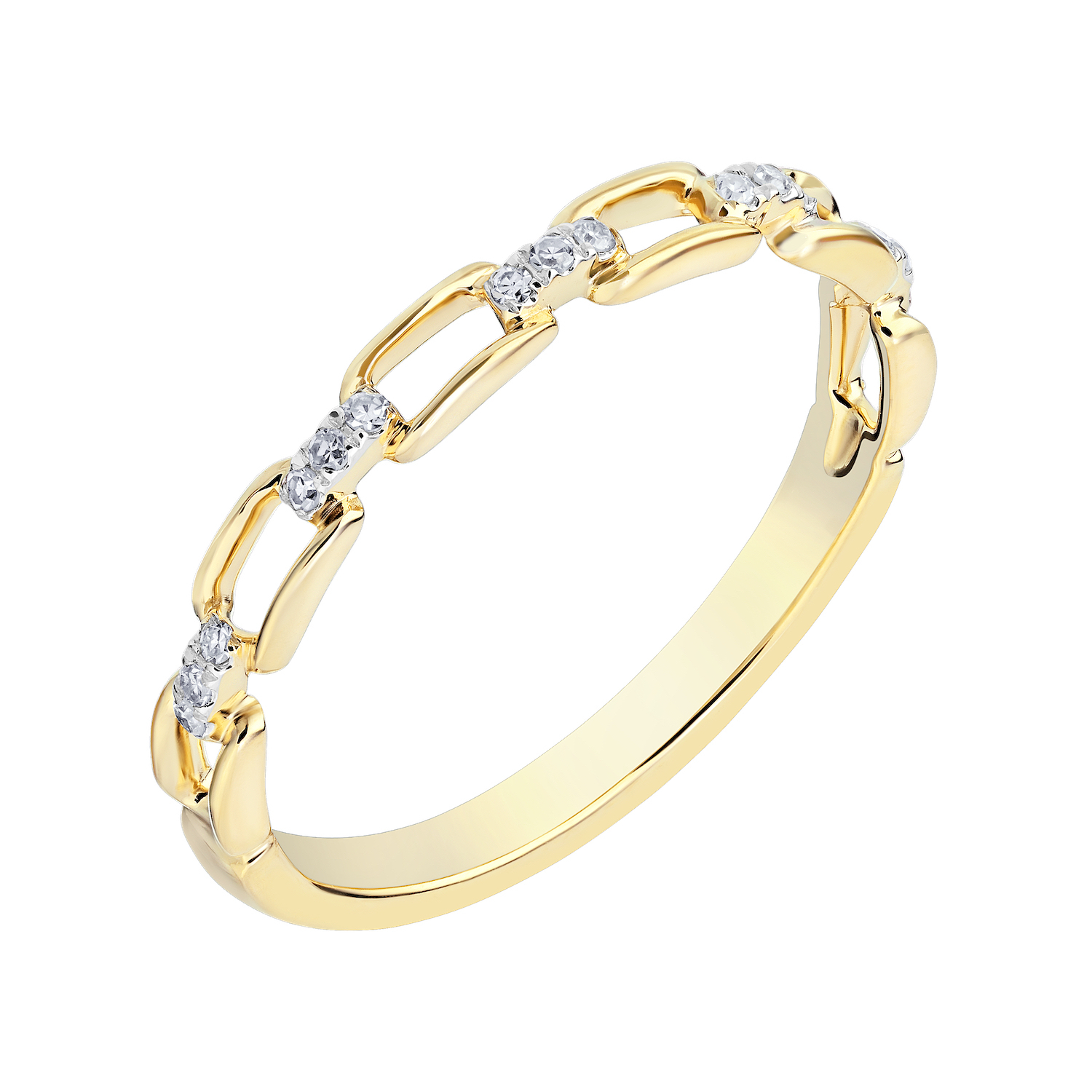 TriUnity&trade; 10K Yellow Gold Rectangular Links With Diamond Set Bars Between 0.05 Ctw