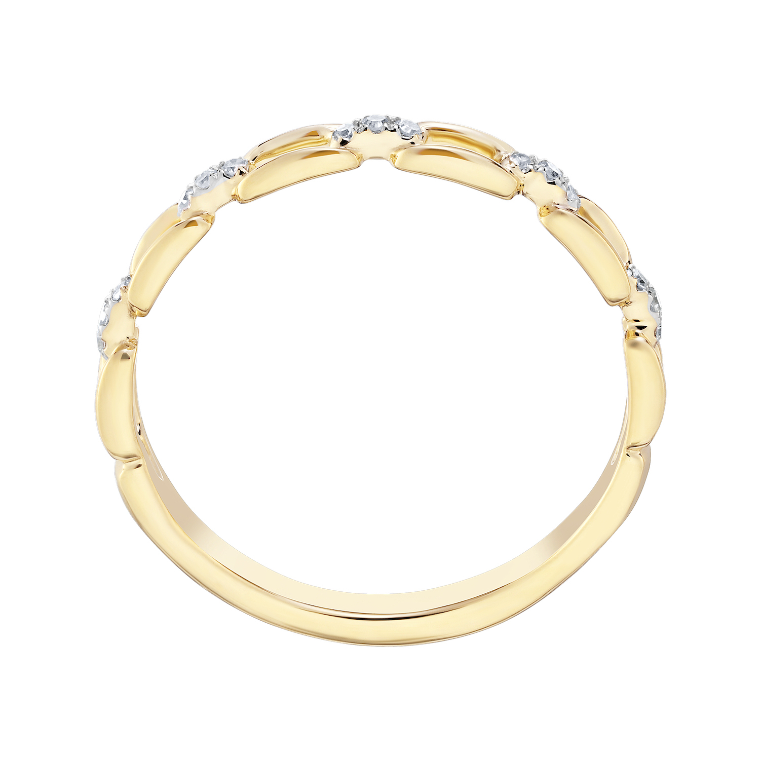 TriUnity&trade; 10K Yellow Gold Rectangular Links With Diamond Set Bars Between 0.05 Ctw