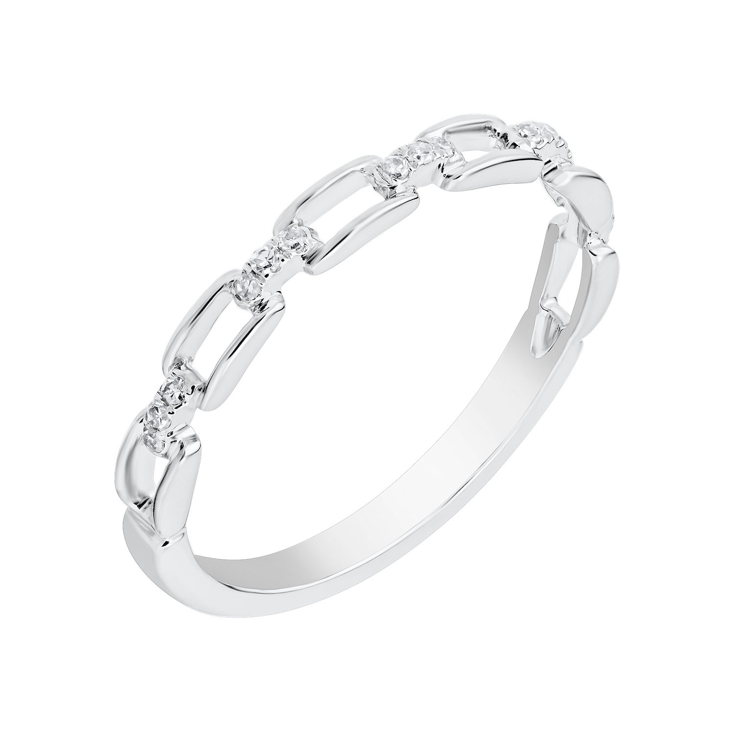 TriUnity&trade; 10K White Gold Rectangular Links With Diamond Set Bars Between 0.05 Ctw