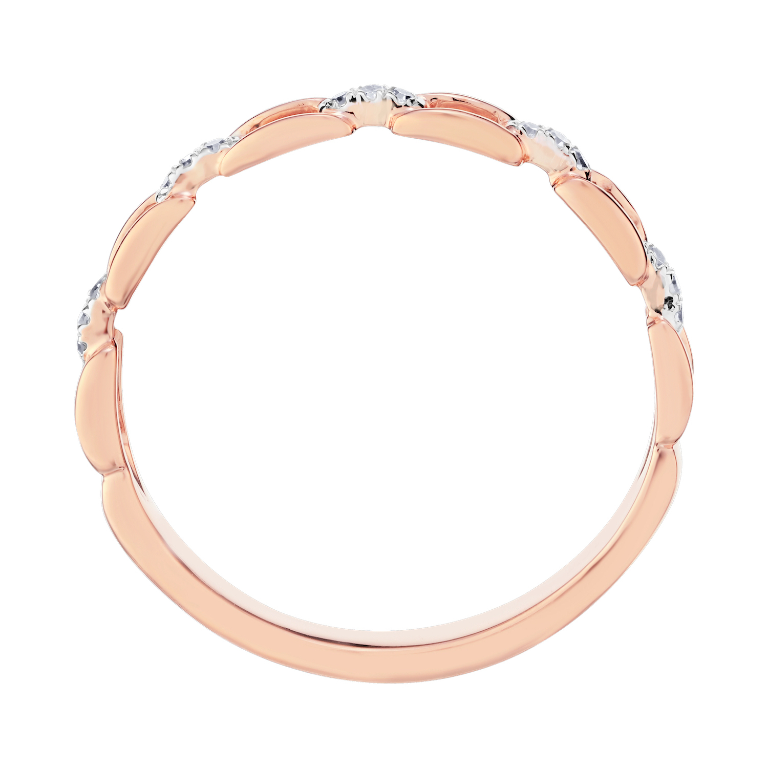 TriUnity&trade; 10K Rose Gold Rectangular Links With Diamond Set Bars Between 0.05 Ctw