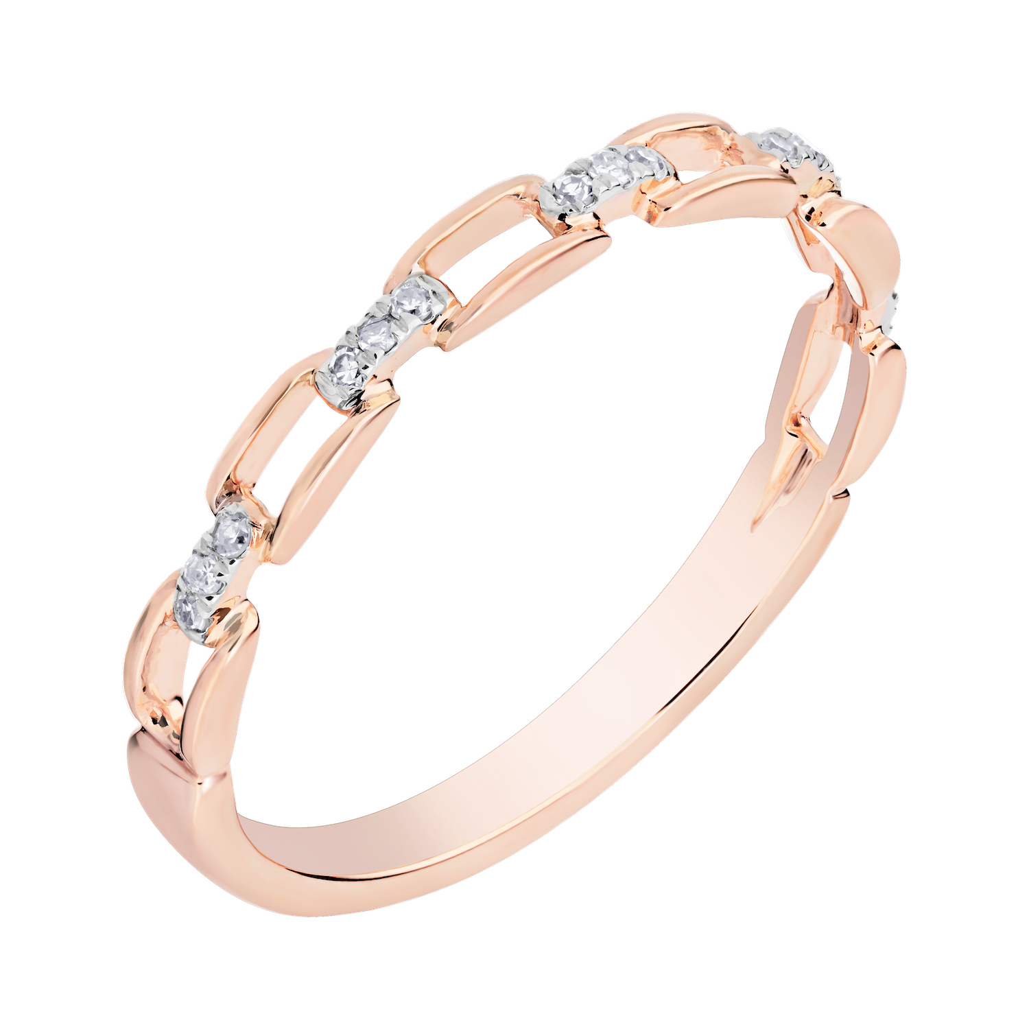 TriUnity&trade; 10K Rose Gold Rectangular Links With Diamond Set Bars Between 0.05 Ctw