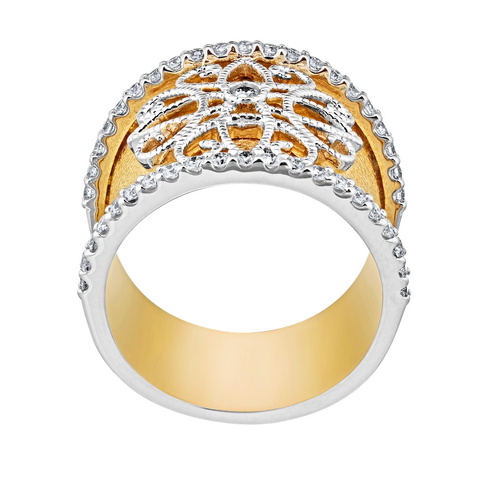 14k Two Tone Ring Diamond 0.50 Ctw Ring