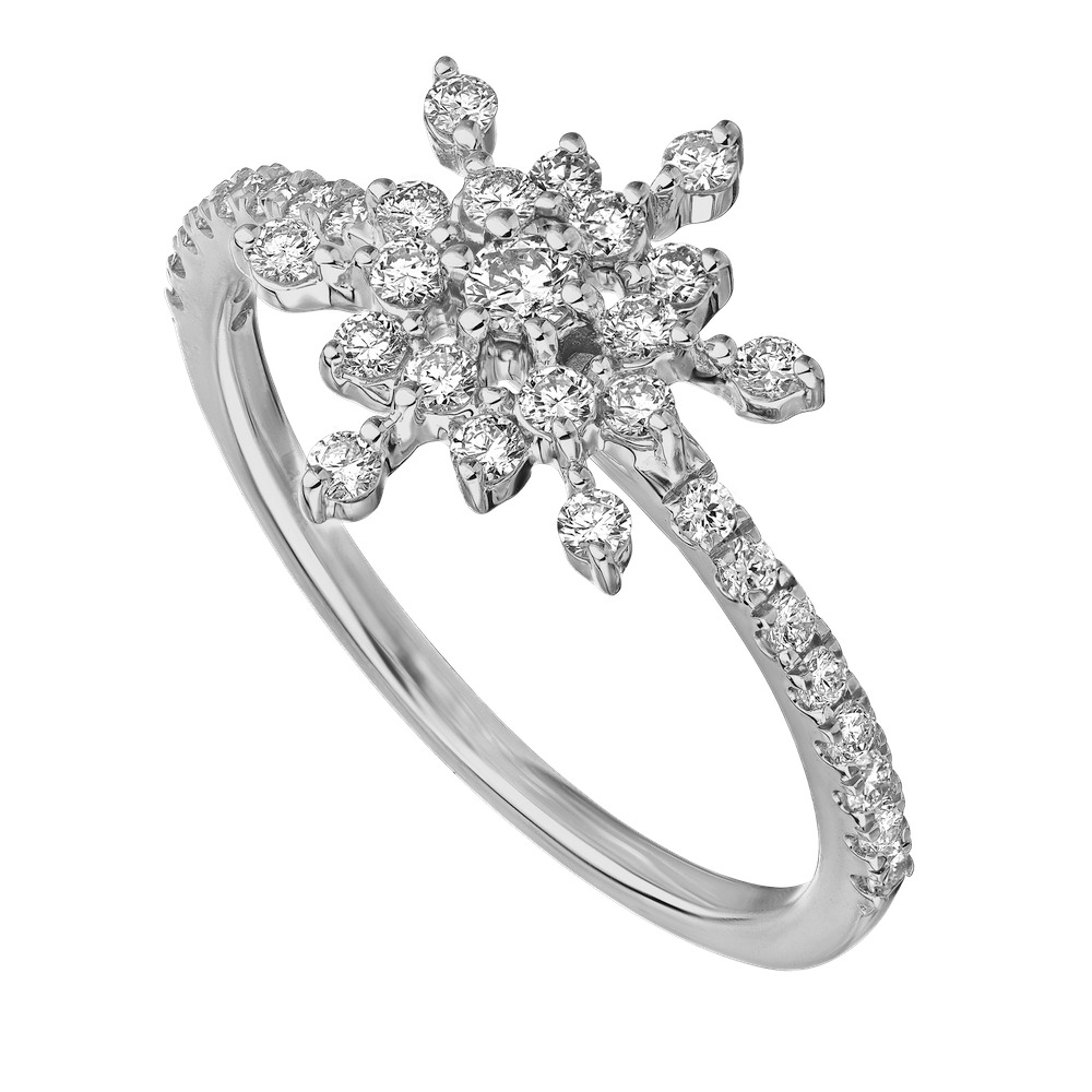 Diamond Frost&trade; 14k White Gold Diamond Snowflake with Diamond Shoulders Ring Diamond 0.50 Ctw