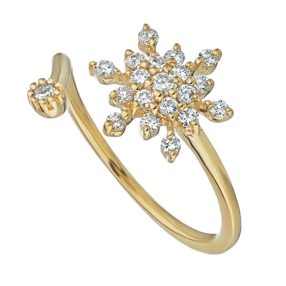 Diamond Frost&trade; 14k Yellow Gold Open Ended Bypass Diamond Snowflake Ring Diamond 0.33 Ctw