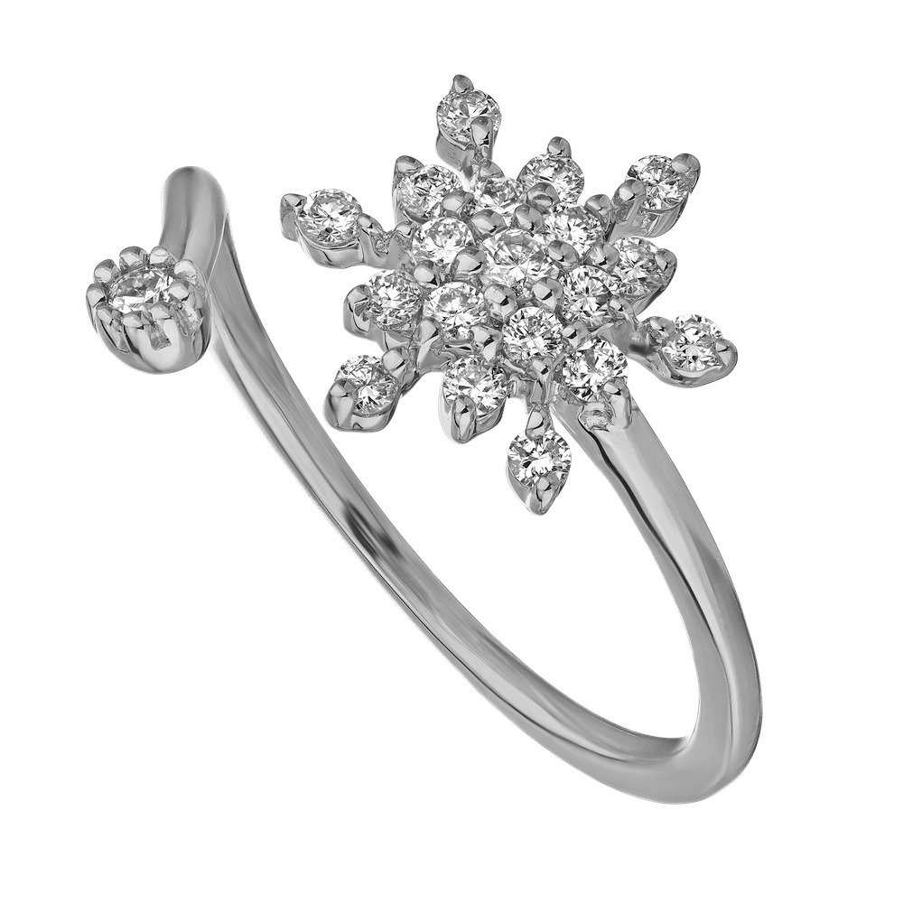 Diamond Frost&trade; 14k White Gold Open Ended Bypass Diamond Snowflake Ring Diamond 0.33 Ctw