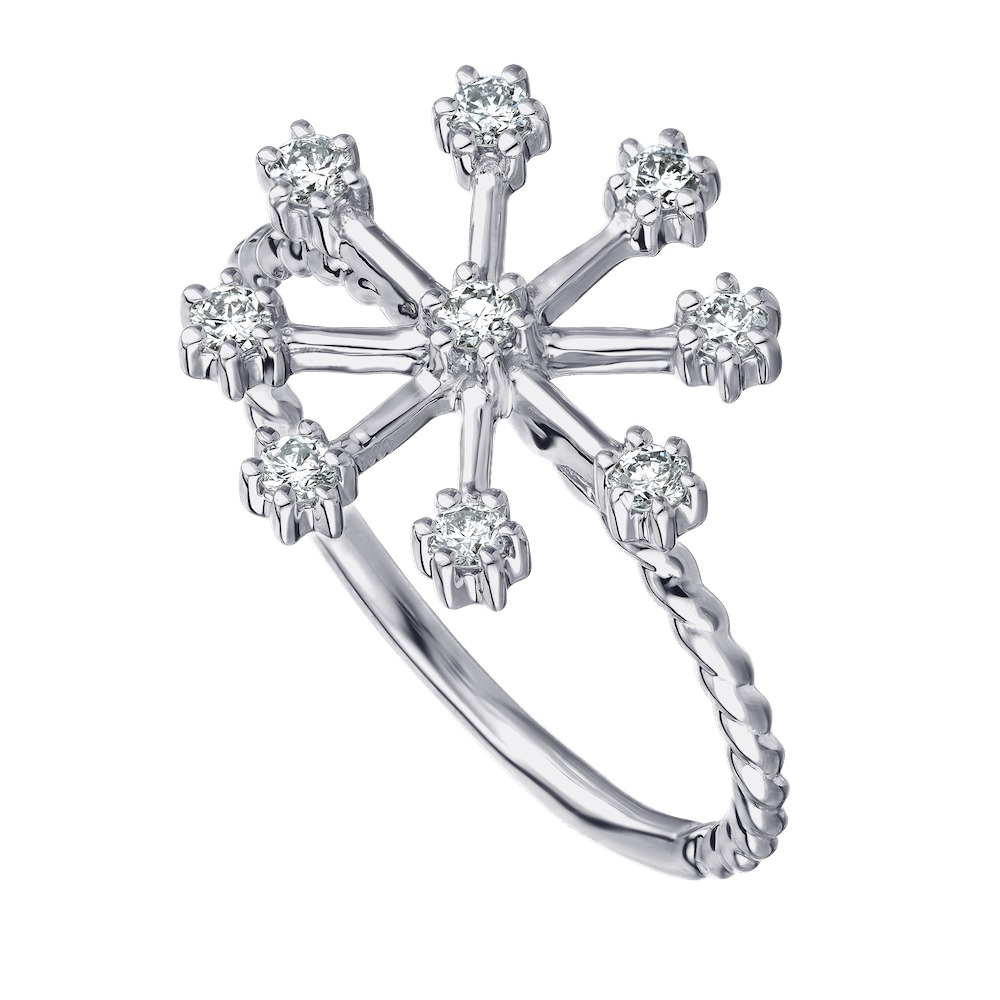 Diamond Frost&trade; 14k White Gold Diamond Snowflake Twisted Wire Shank Ring Diamond 0.33 Ctw