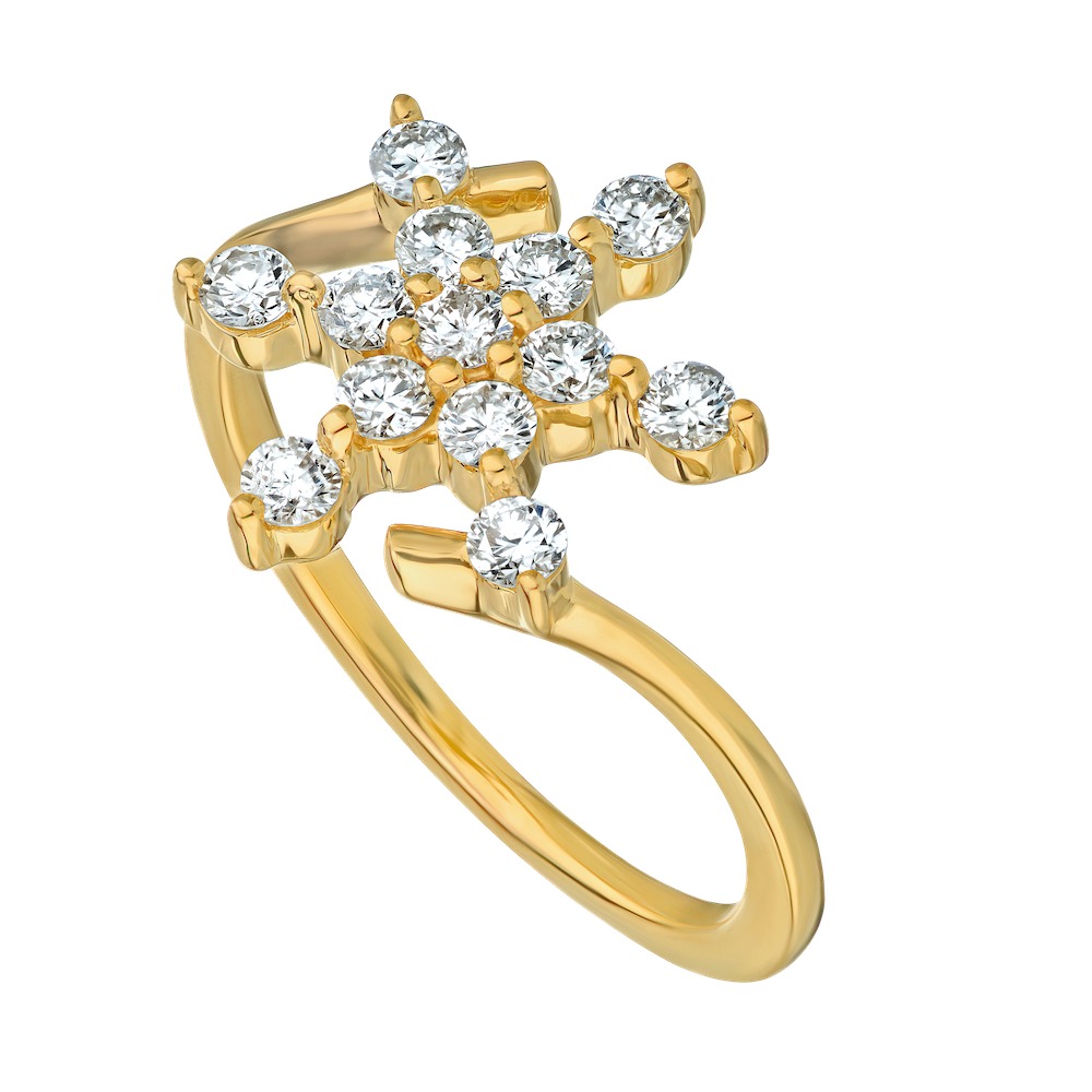Diamond Frost&trade; 14k Yellow Gold Diamond Snowflake with Polished Bypass Shoulders Ring Diamond 0.50 Ctw