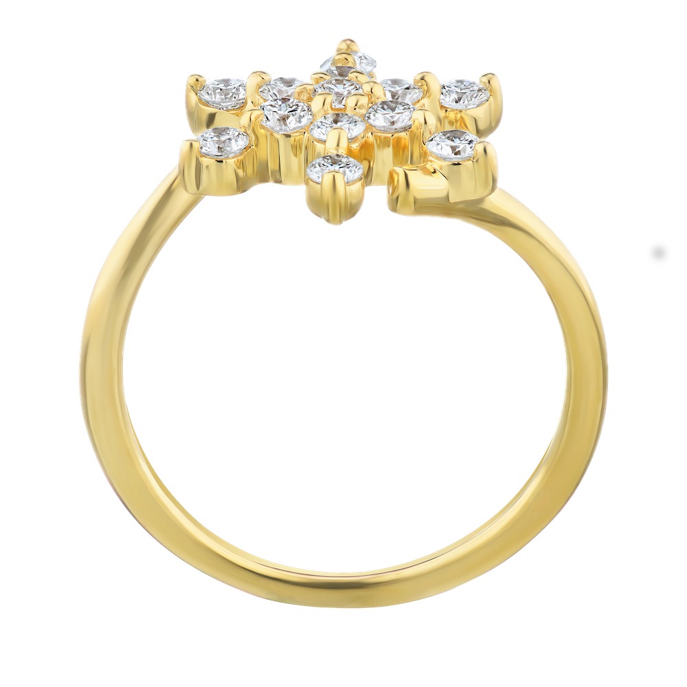 Diamond Frost&trade; 14k Yellow Gold Diamond Snowflake with Polished Bypass Shoulders Ring Diamond 0.50 Ctw