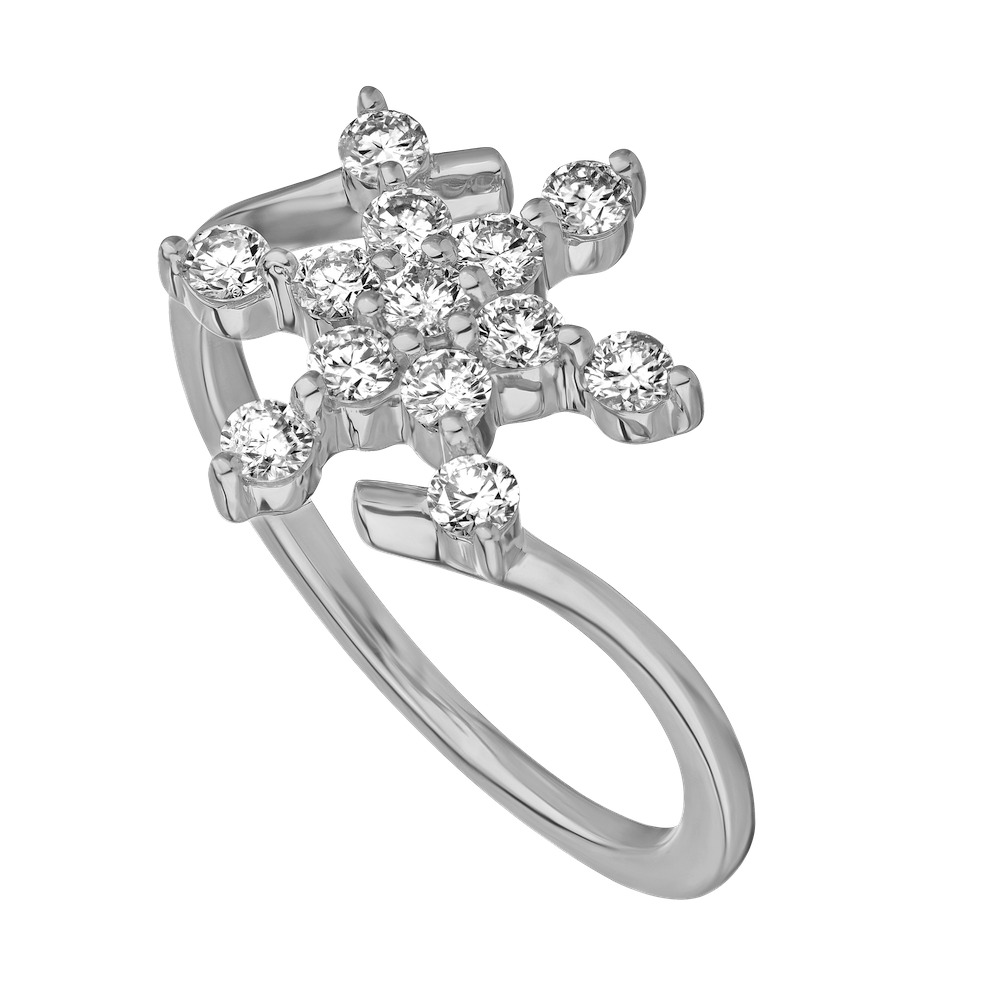 Diamond Frost&trade; 14k White Gold Diamond Snowflake with Polished Bypass Shoulders Ring Diamond 0.50 Ctw