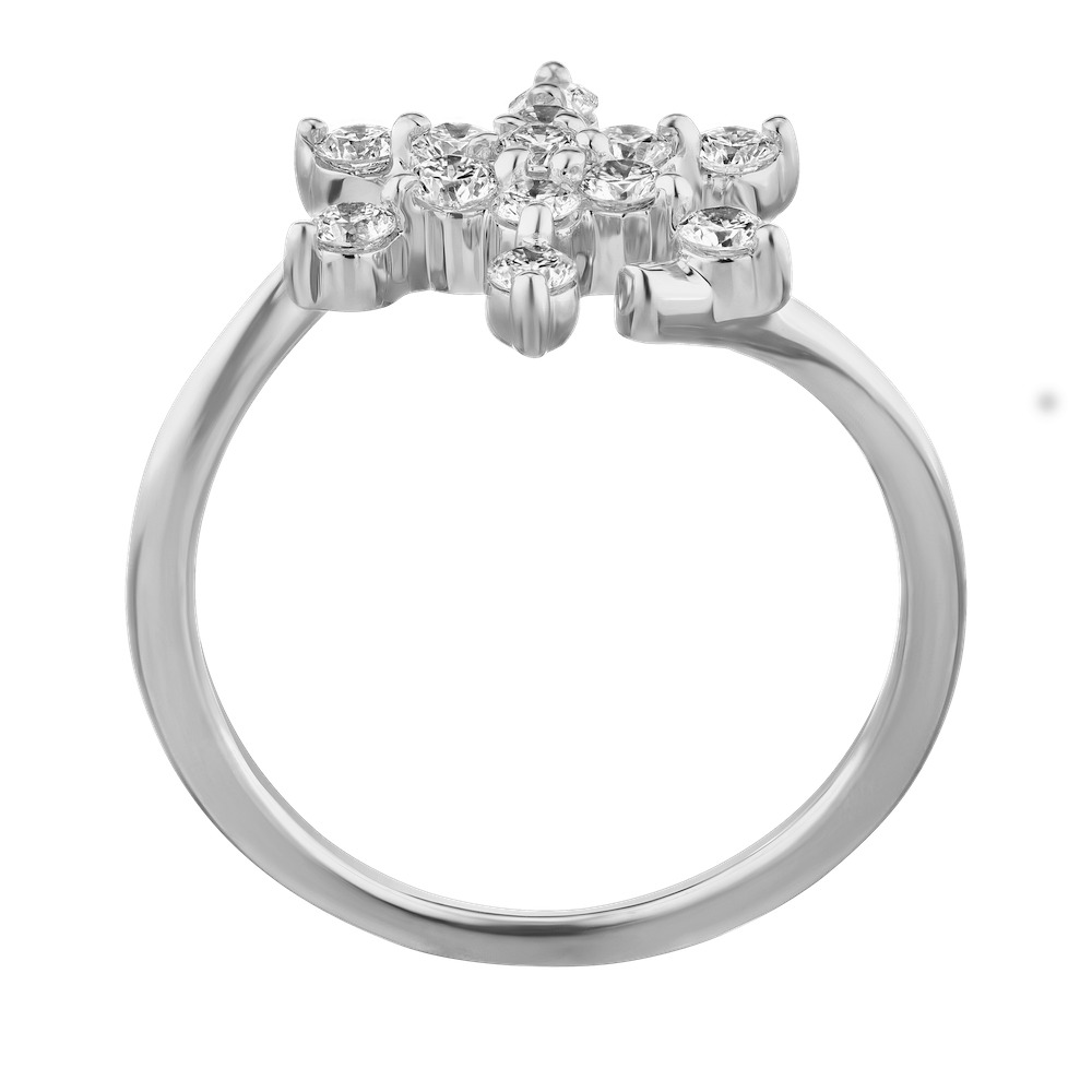 Diamond Frost&trade; 14k White Gold Diamond Snowflake with Polished Bypass Shoulders Ring Diamond 0.50 Ctw