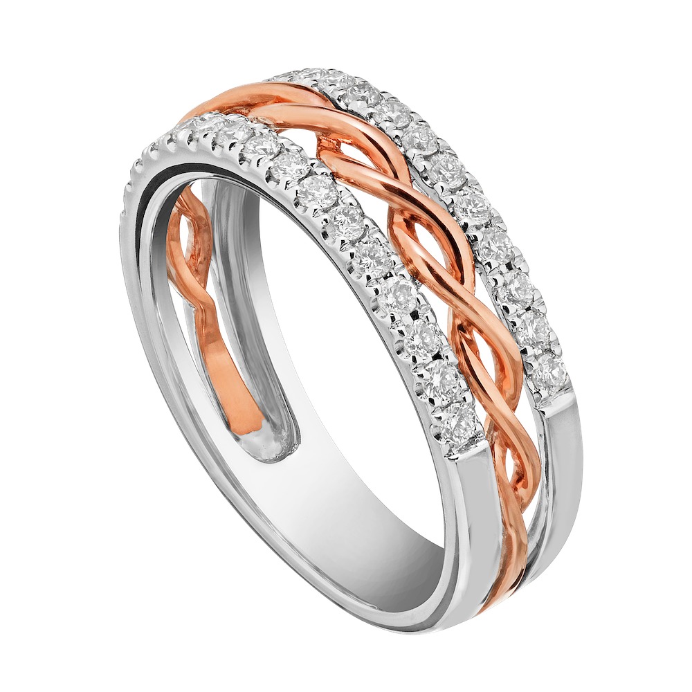 14k Two Tone Ring Diamond 0.40 Ctw Ring