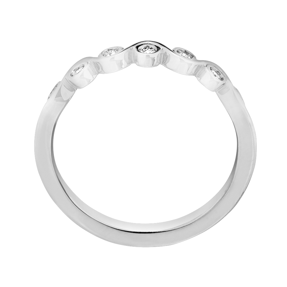 TriUnity&trade; 14K White Gold 7 Bezel Set With Wave 0.10 Ctw