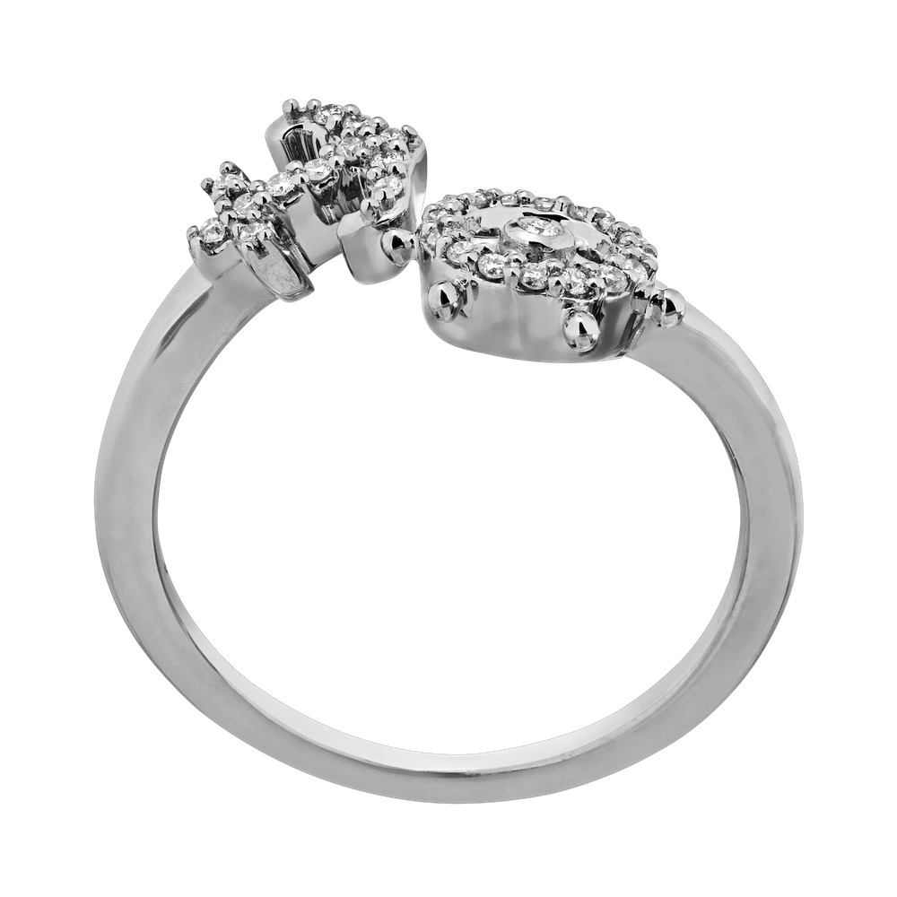 BluSea&trade; 14k White Gold Ring Ships Wheel & Anchor Open Bypass Diamond 0.10 Ctw