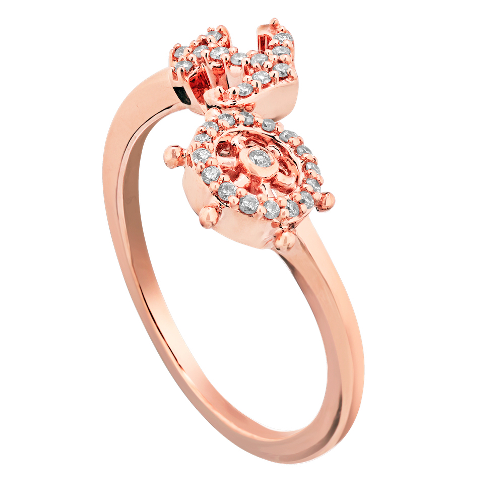 BluSea&trade; 14k Rose Gold Ring Ships Wheel & Anchor Open Bypass Diamond 0.10 Ctw