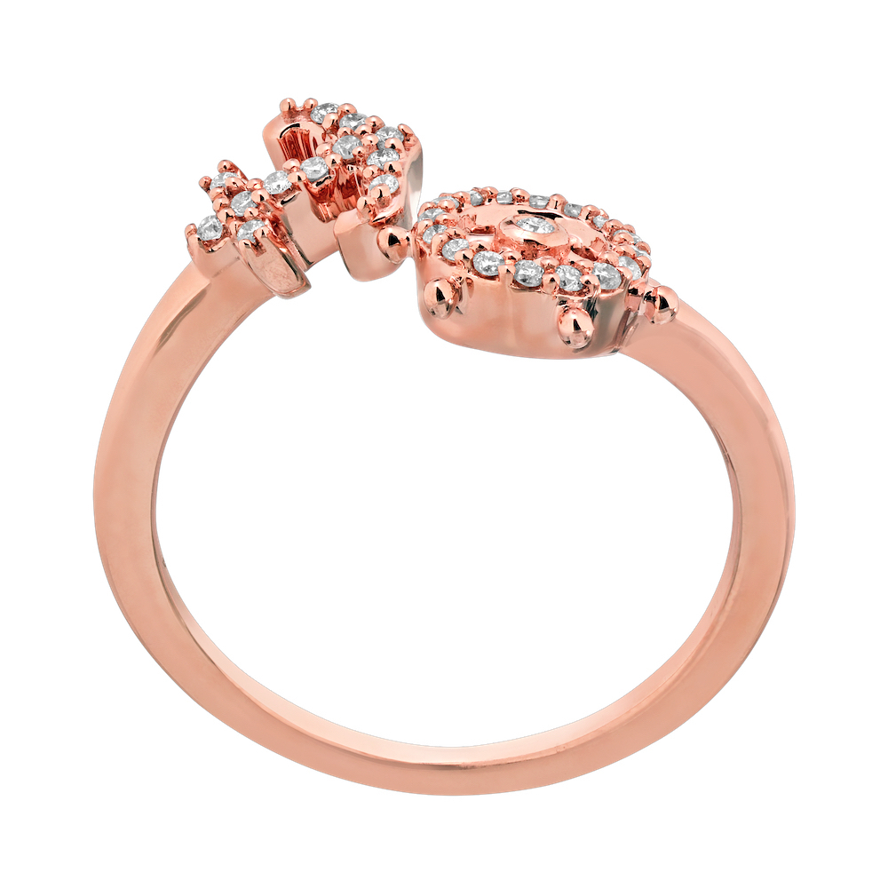 BluSea&trade; 14k Rose Gold Ring Ships Wheel & Anchor Open Bypass Diamond 0.10 Ctw