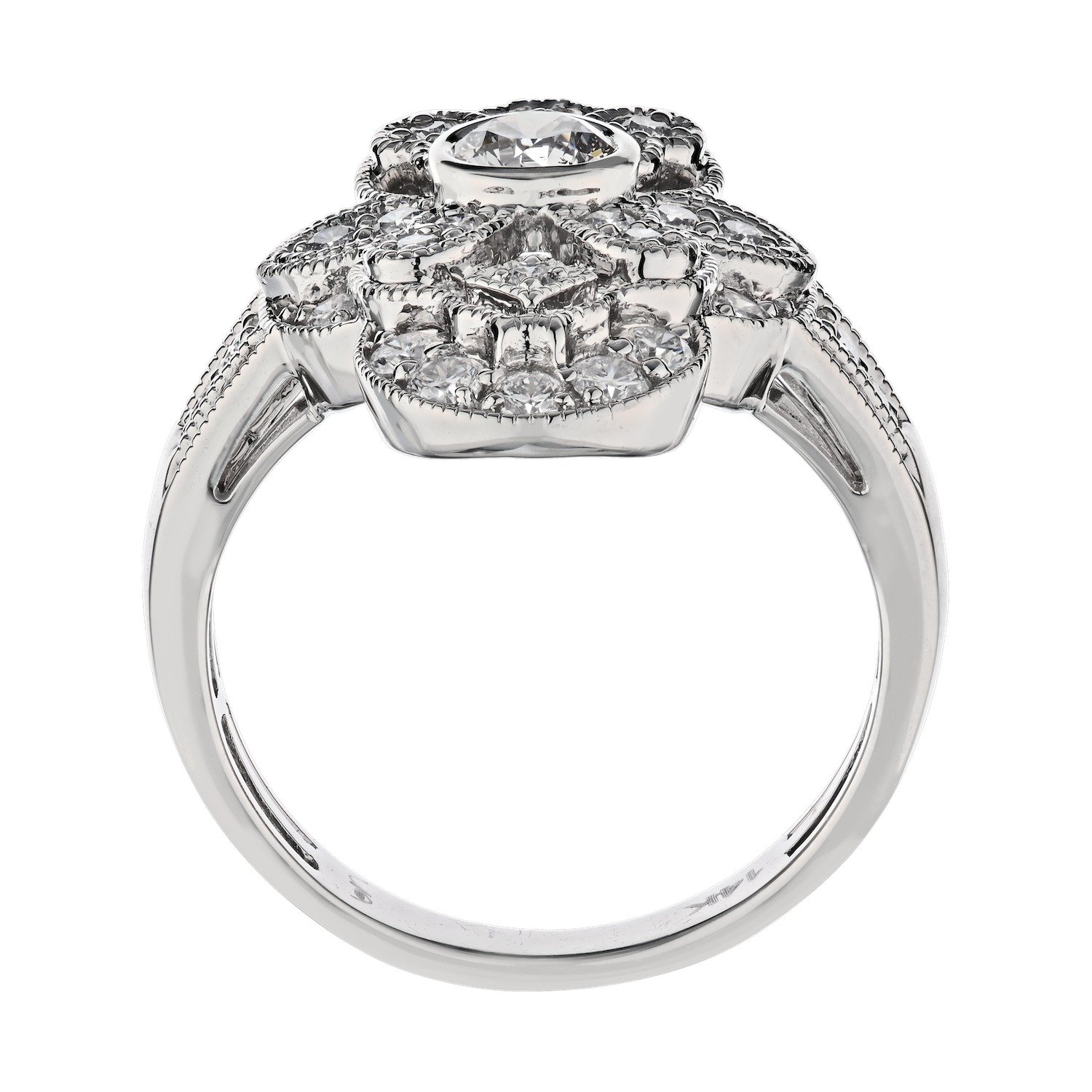 Vintage Treasures&trade; 14k White Gold Elongated Art Deco Style Ring Diamond 1.00 Ctw