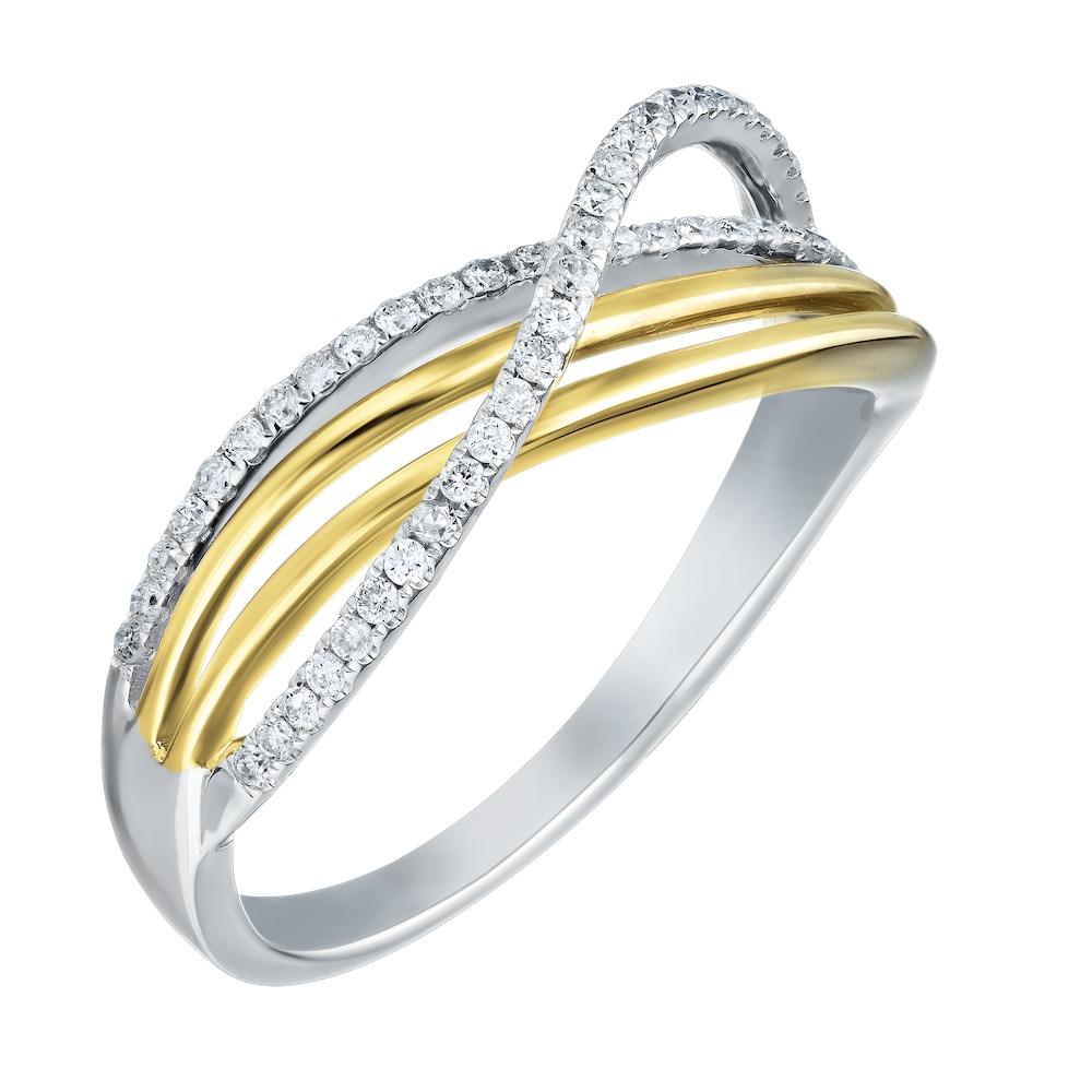 14k Two Tone Ring Diamond 0.23 Ctw Ring