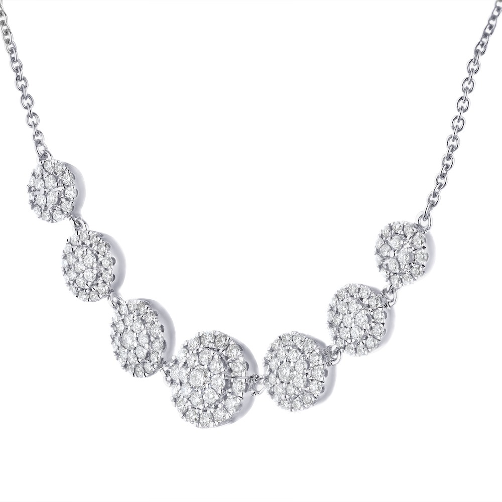 14k White Gold Necklace Diamond 1.00 Ctw Pendant