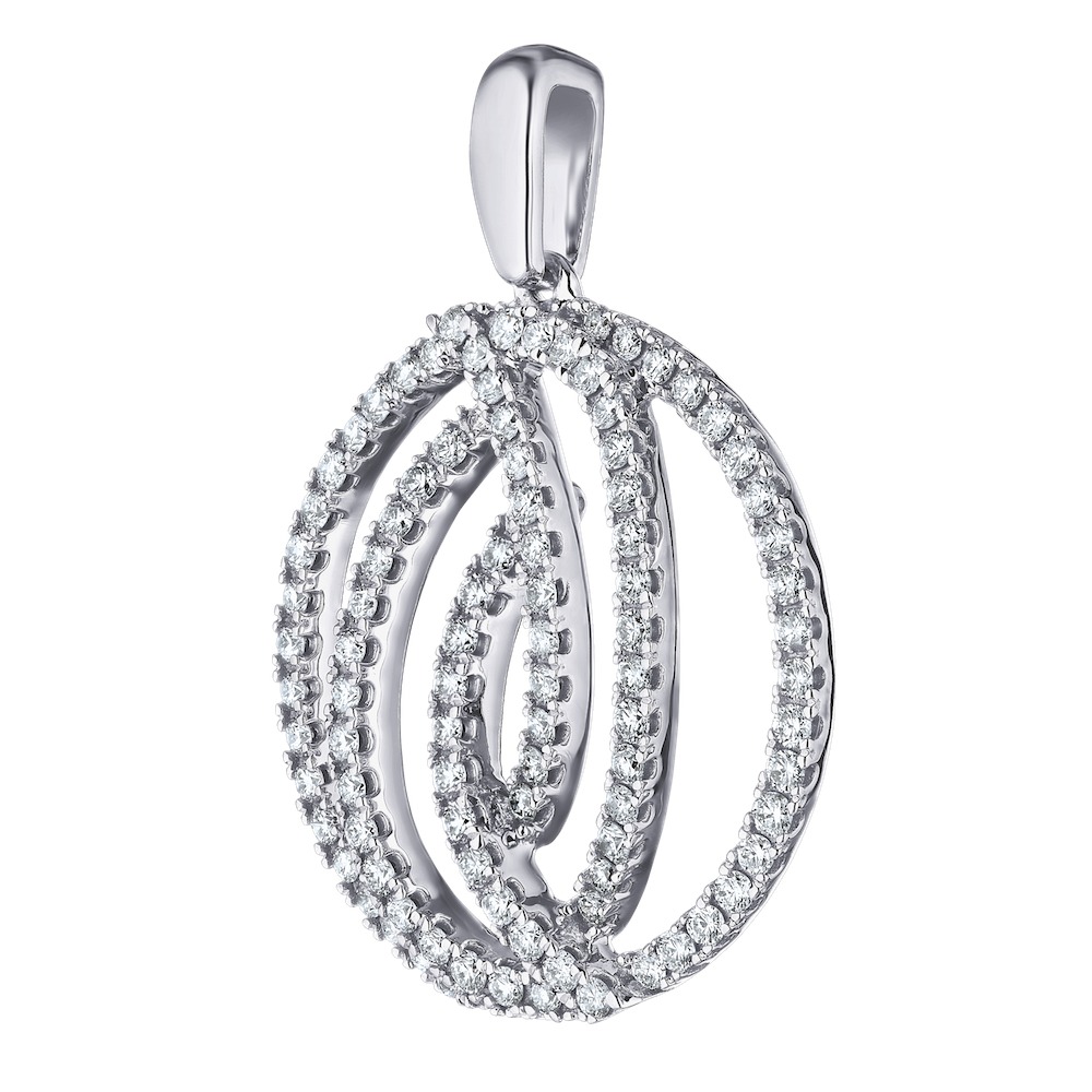 14k White Gold Pendant Diamond 0.60 Ctw Pendant