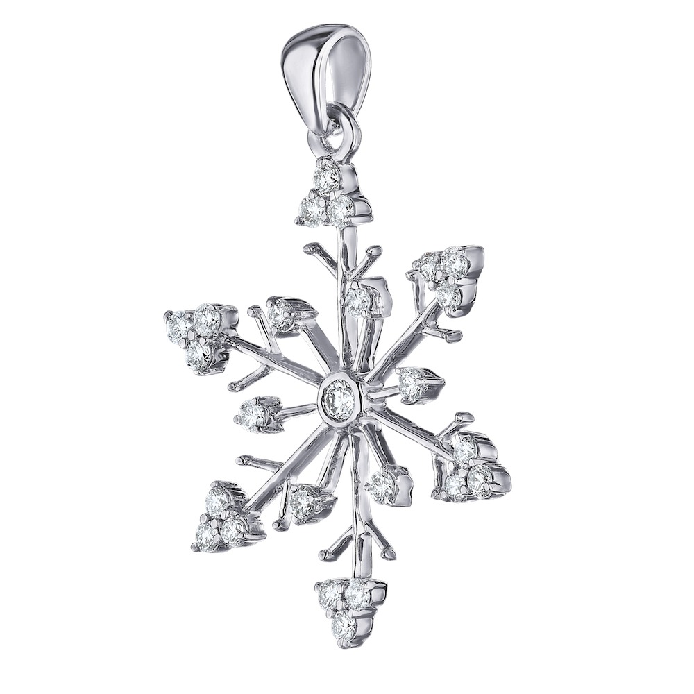 Diamond Frost&trade; 14k White Gold Diamond Set Snowflake Polished Bail Pendant Diamond 0.25 Ctw