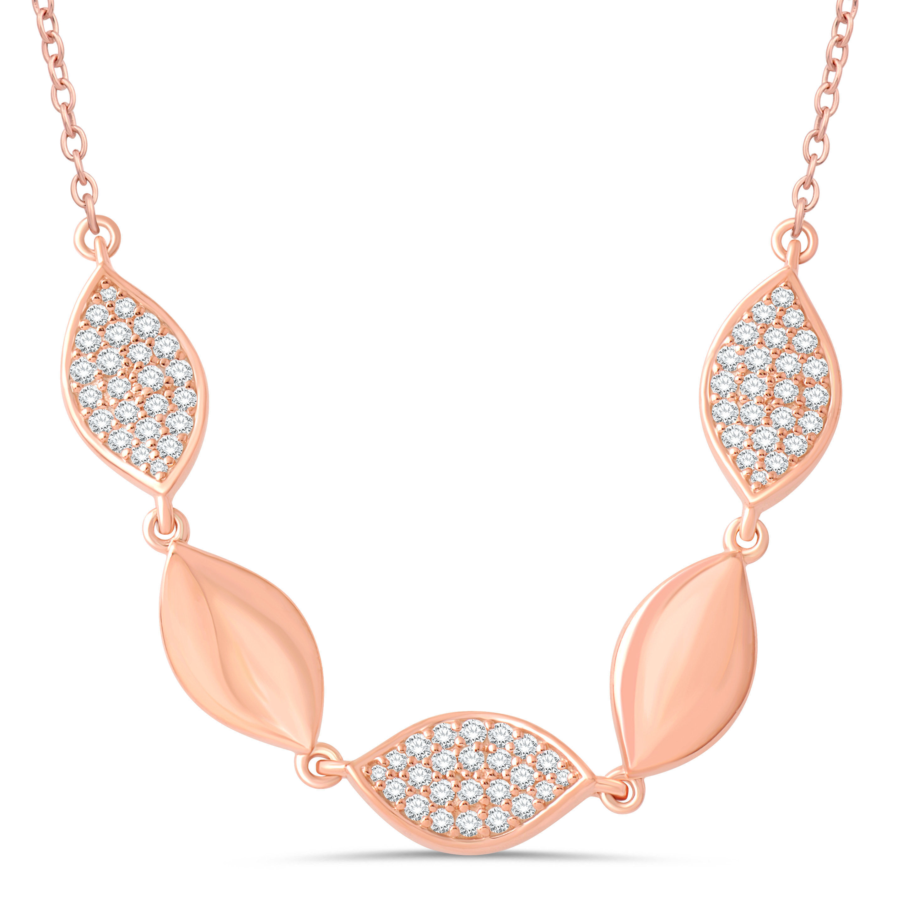 14k Rose Gold Necklace Diamond 0.50 Ctw Pendant