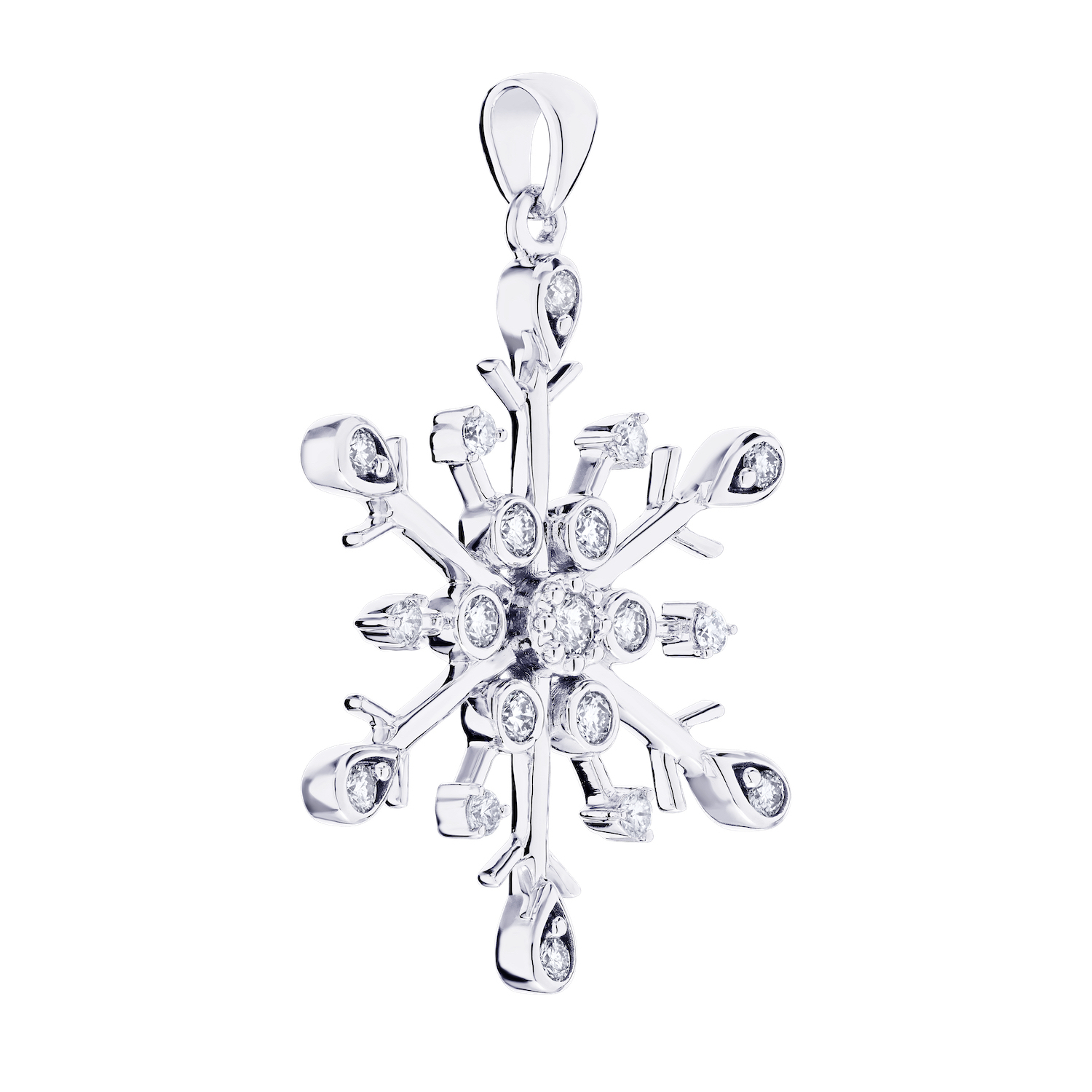 Diamond Frost&trade; 14k White Gold Snowflake with Bezel Set Diamond Flower Cluster Pendant Diamond 0.33 Ctw