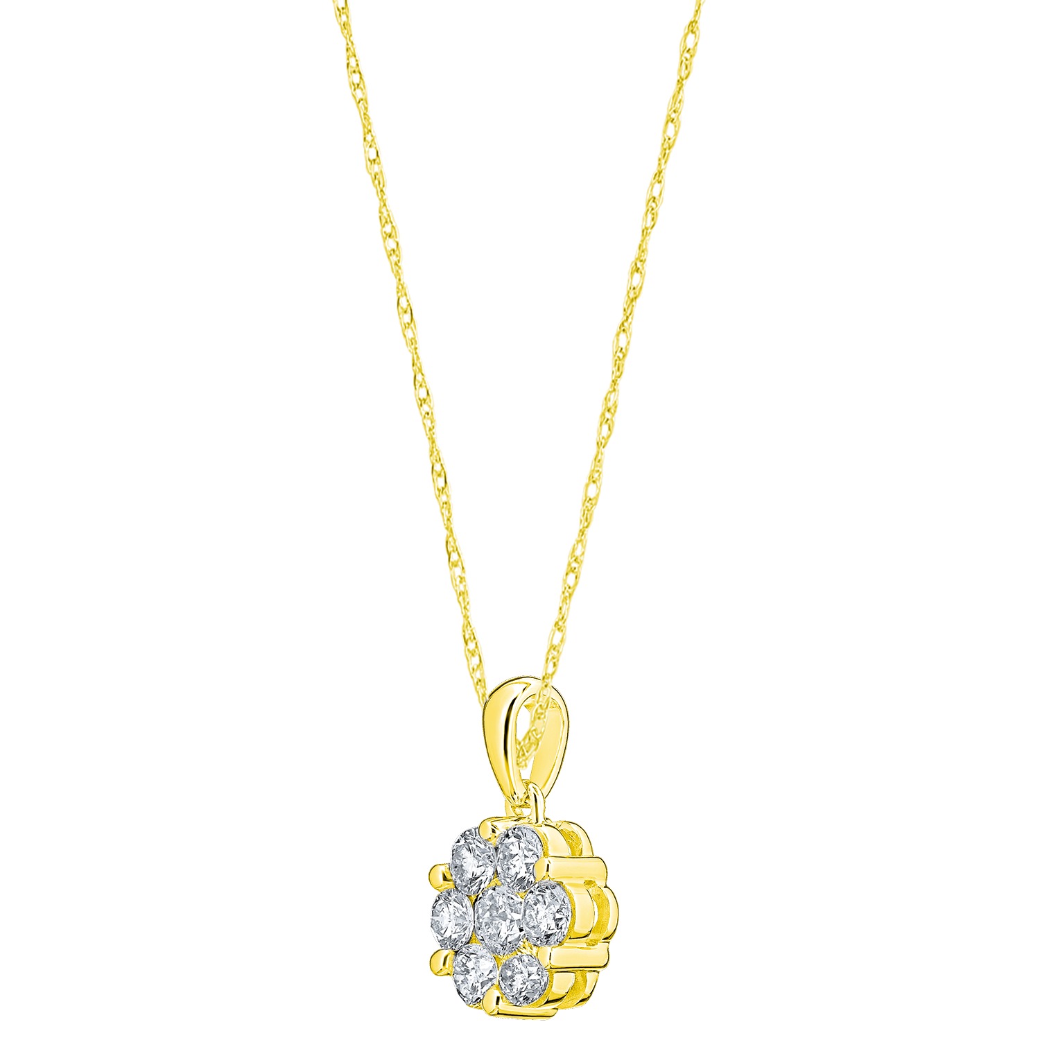 Diamond Bouquet&trade; 10K Yellow Gold Diamond 7 Stone Cluster Pendant Pendant 0.33 Ctw