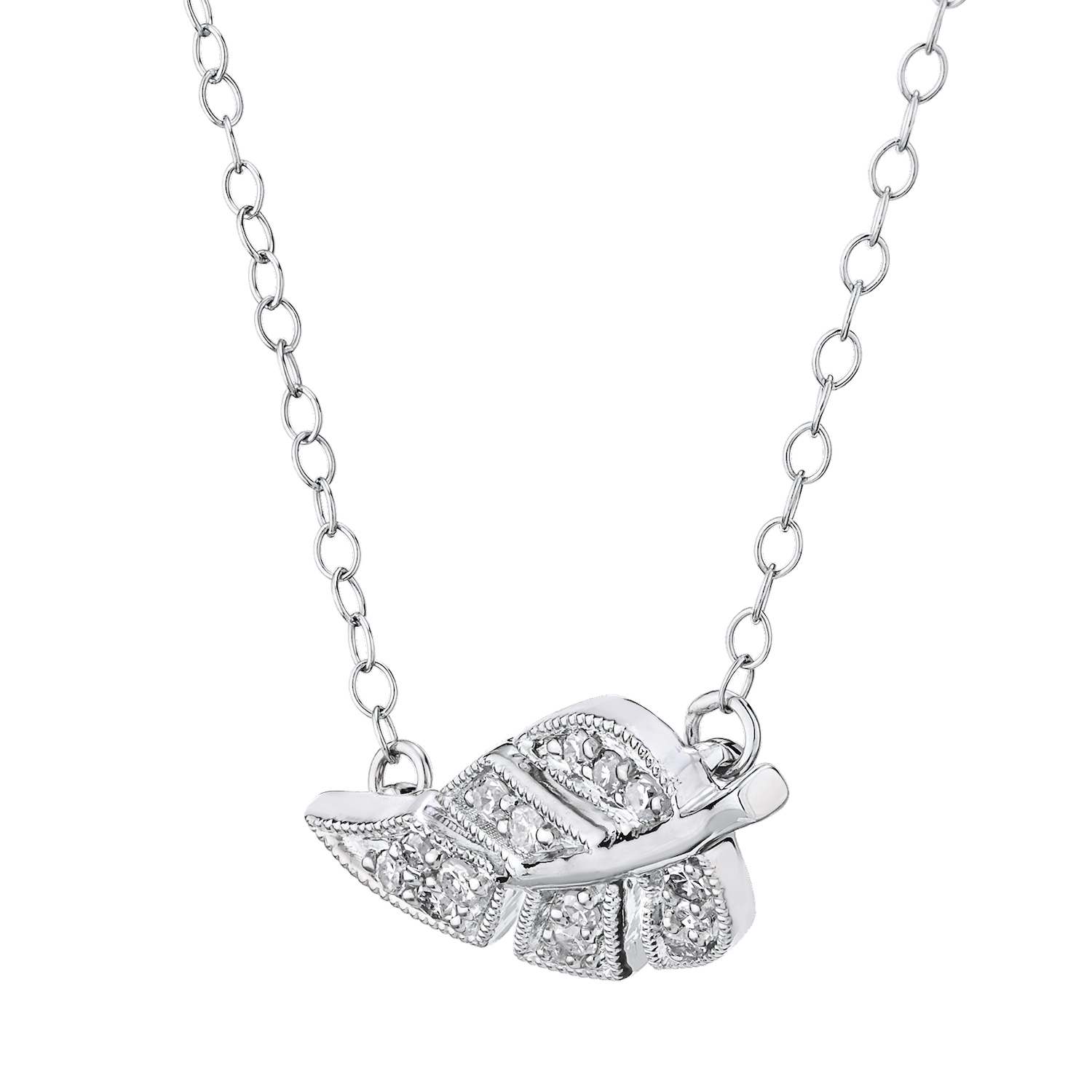 10k White Gold Necklace Diamond 0.10 Ctw Pendant