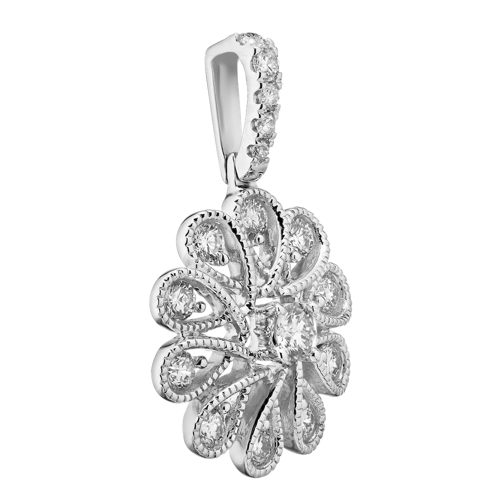 14k White Gold Pendant Diamond 0.40 Ctw Pendant