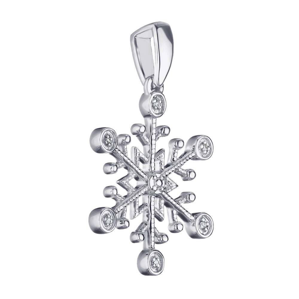 Diamond Frost&trade; 10k White Gold Diamond Snowflake with Twisted Wire Pendant Diamond 0.02 Ctw