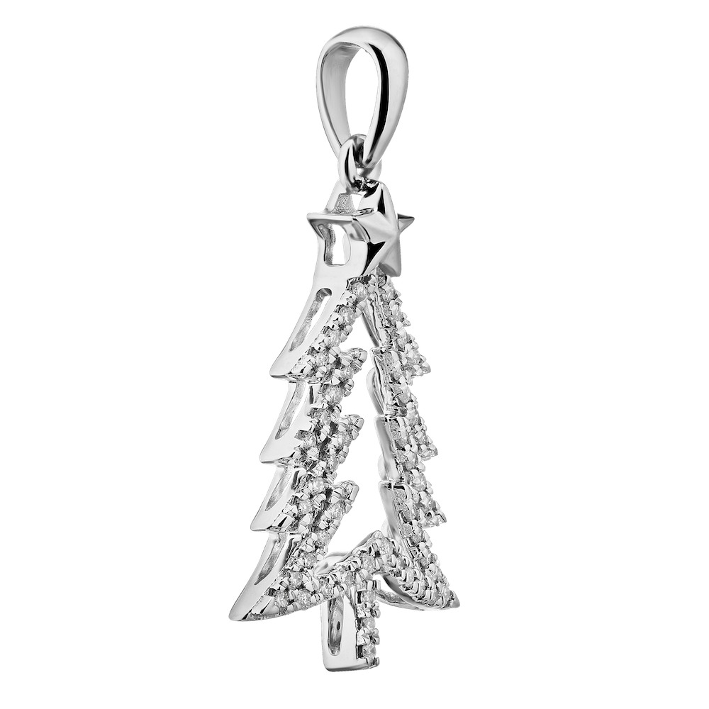 14k White Gold Pendant Diamond 0.16 Ctw Pendant