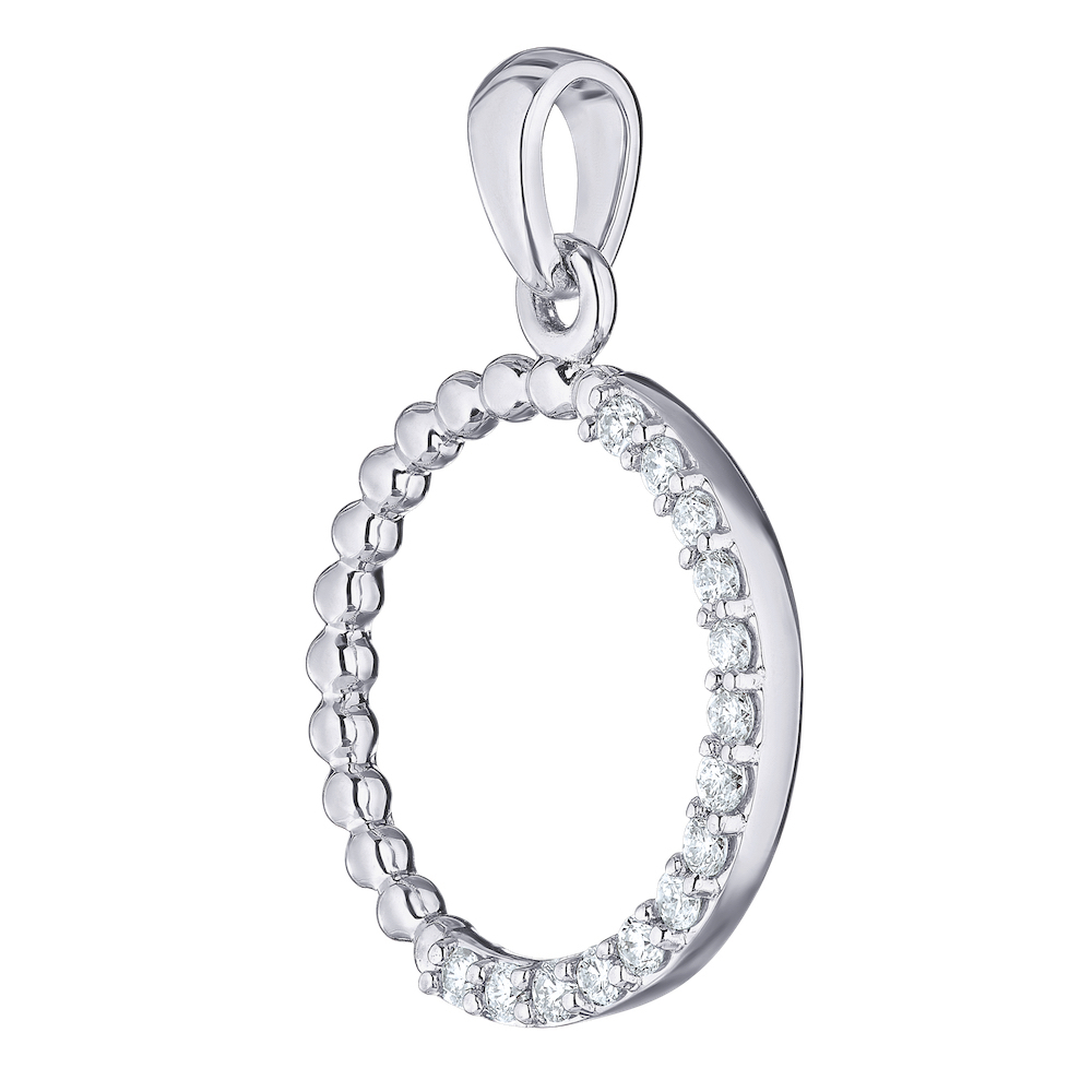 14k White Gold Pendant Diamond 0.15 Ctw Pendant