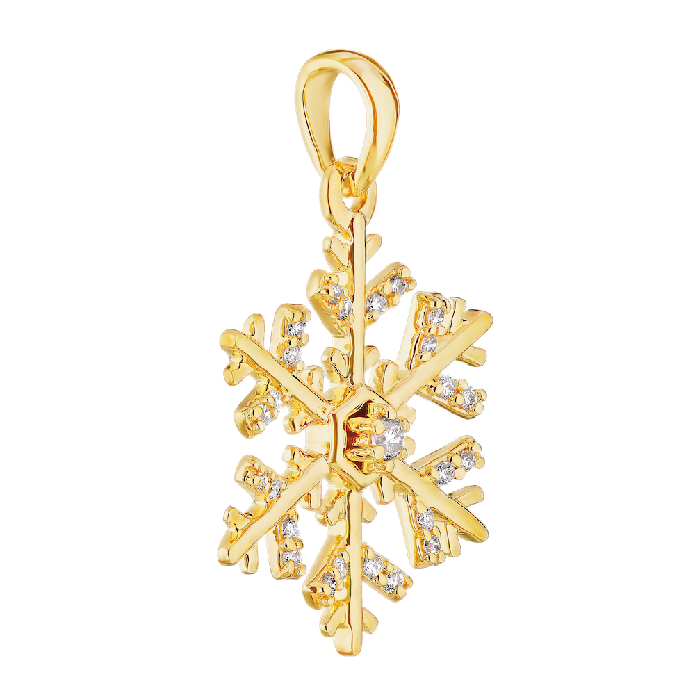 Diamond Frost&trade; 14k Yellow Gold Ornate Diamond Set Snowflake Pendant Diamond 0.10 Ctw